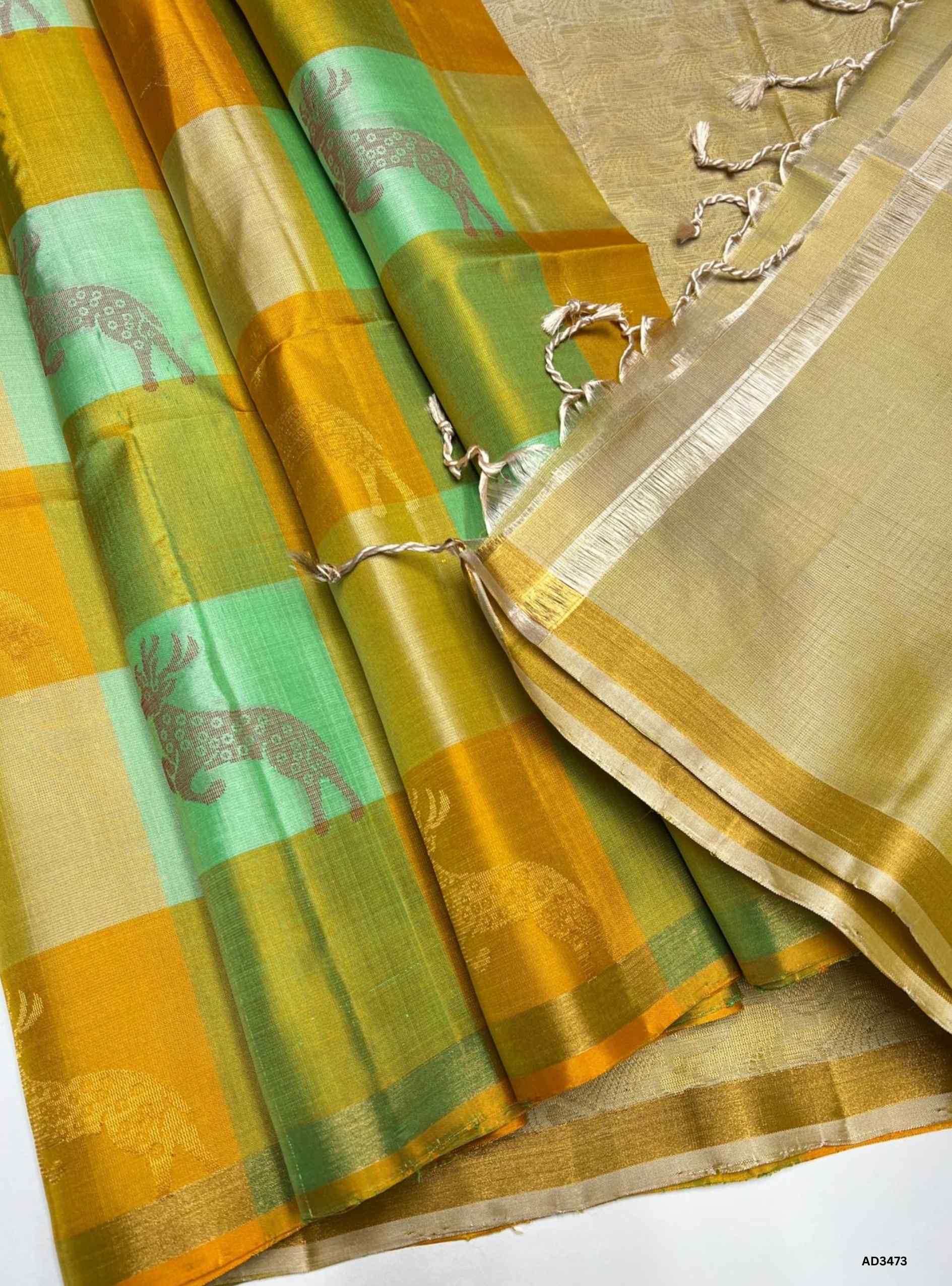 Ivory & Yellow - Soft Silk Saree