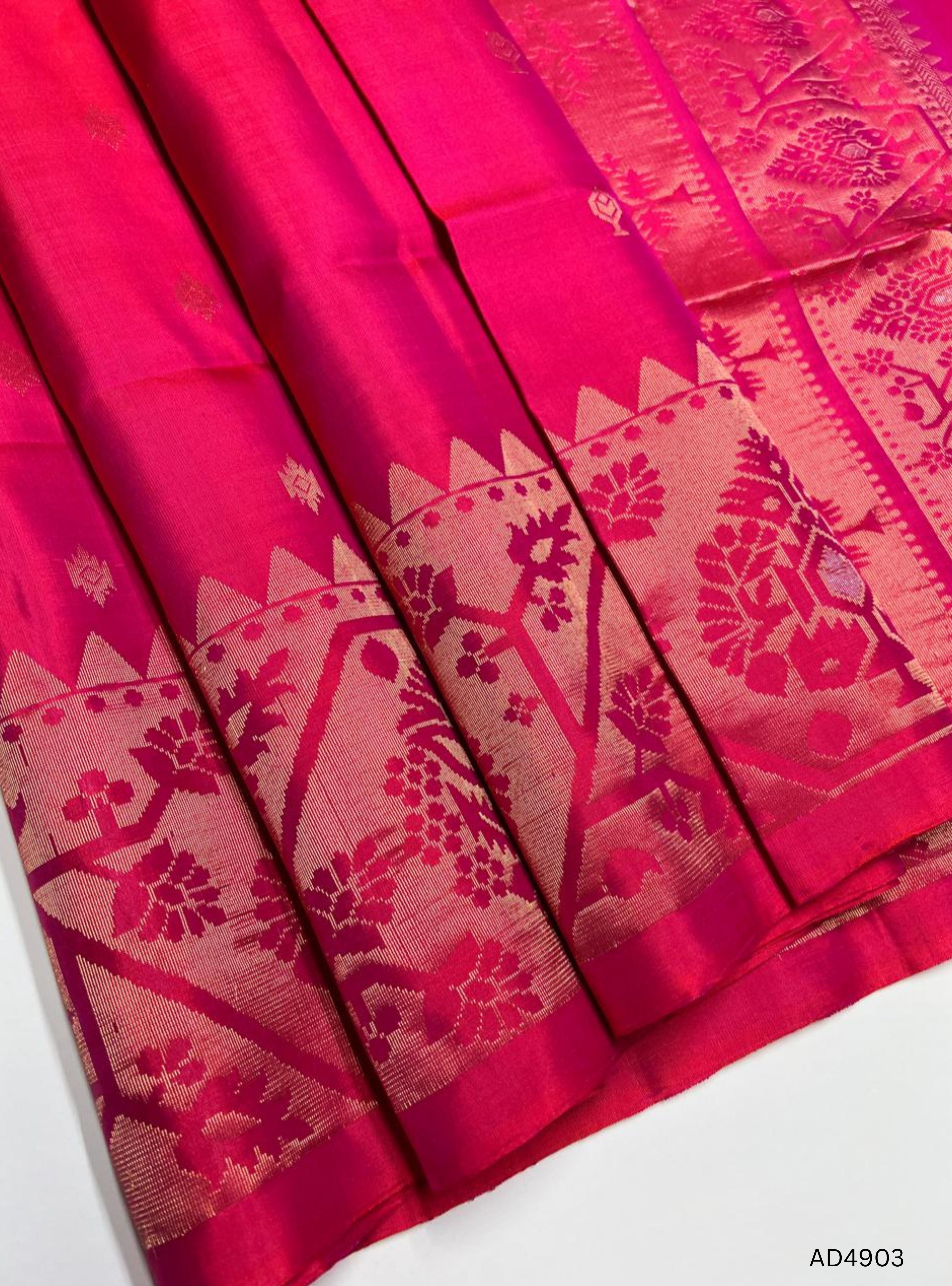 ORANGISH PINKOne Side Fancy Border Soft Silk Saree