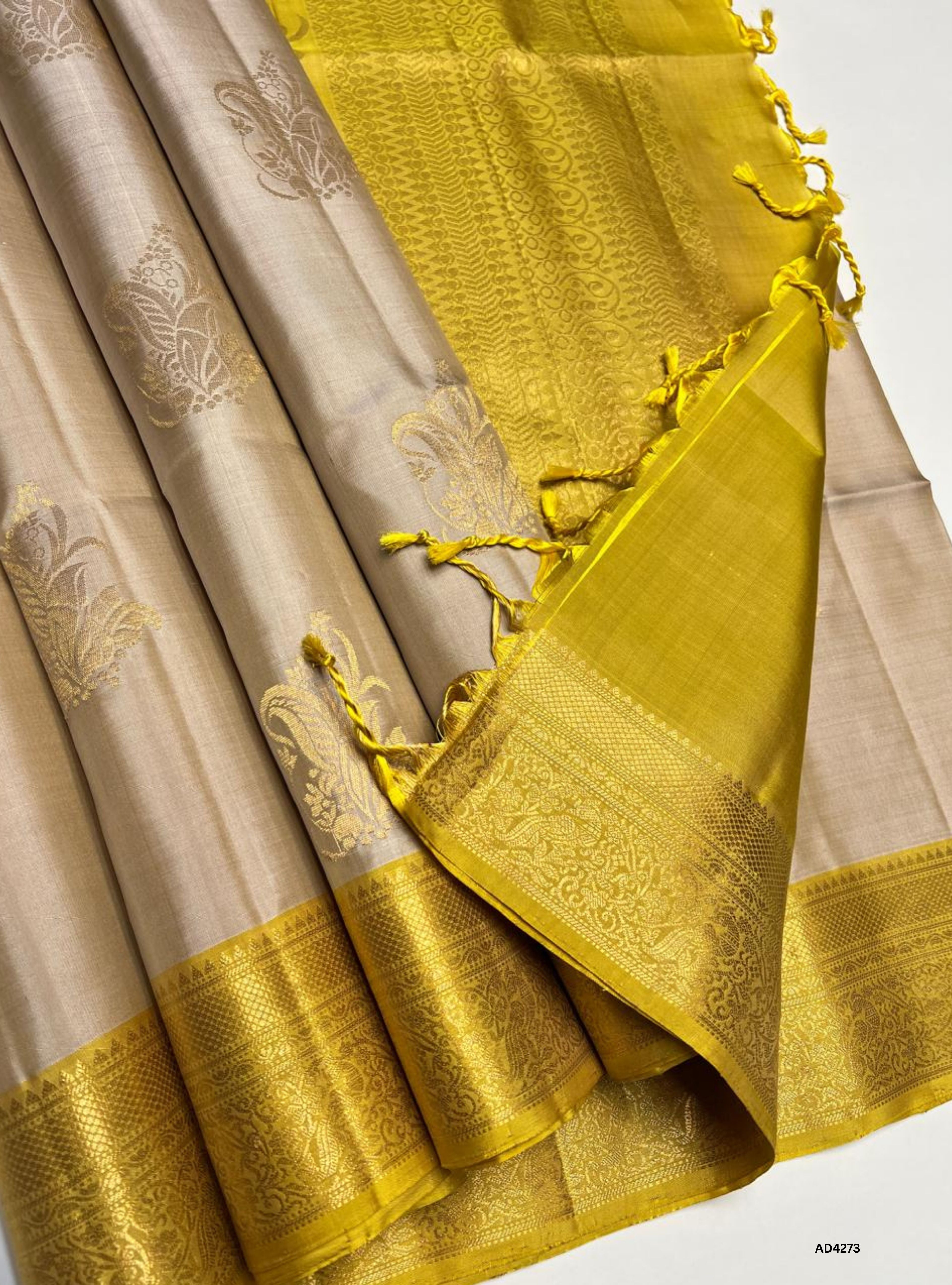 Ivory & Yellow - Kanchi Border Soft Silk Saree
