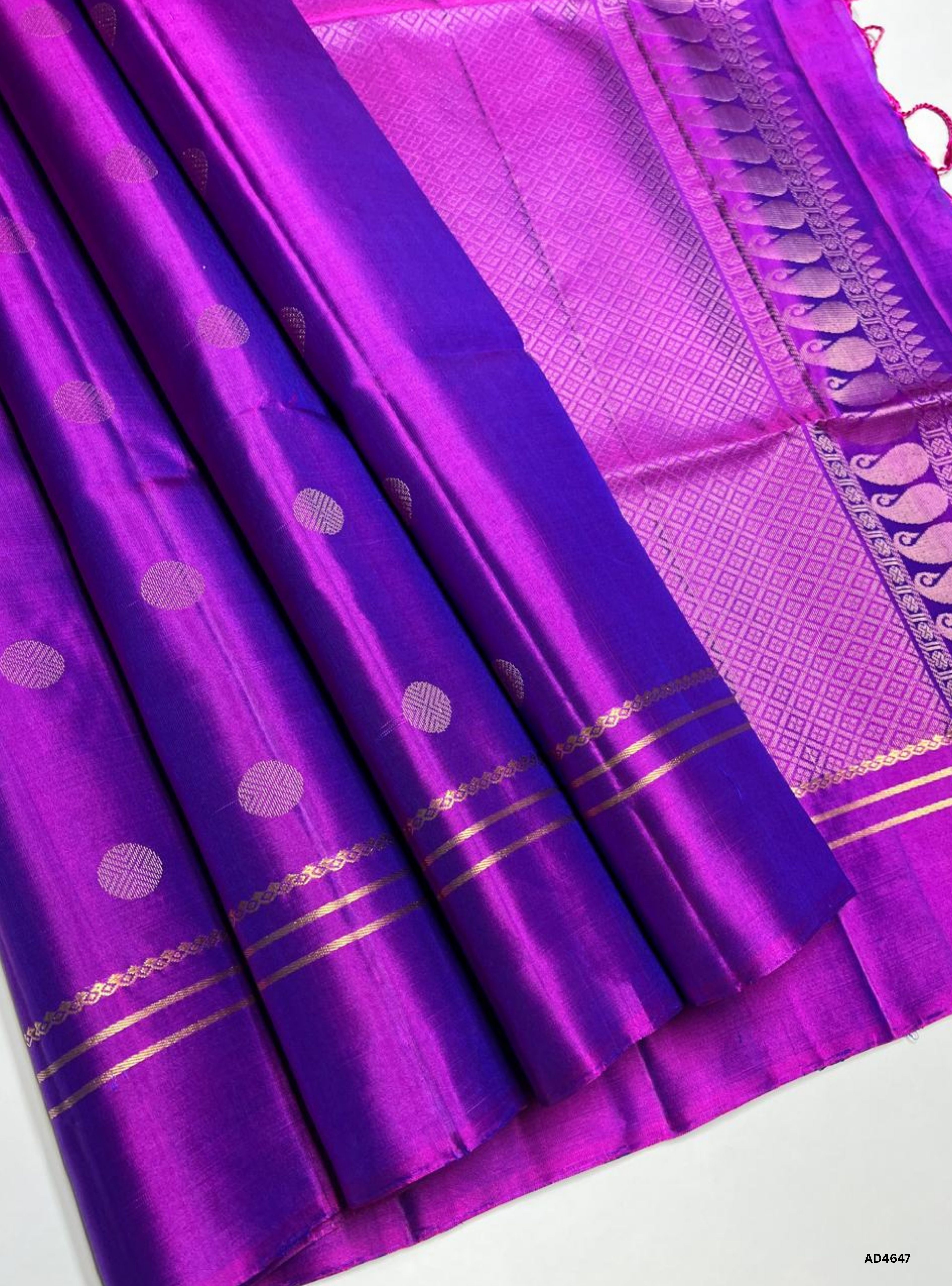 Purple - Kanchi Border Soft Silk Saree