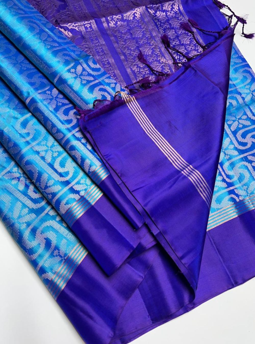 Blue & Purple - Soft Silk Saree
