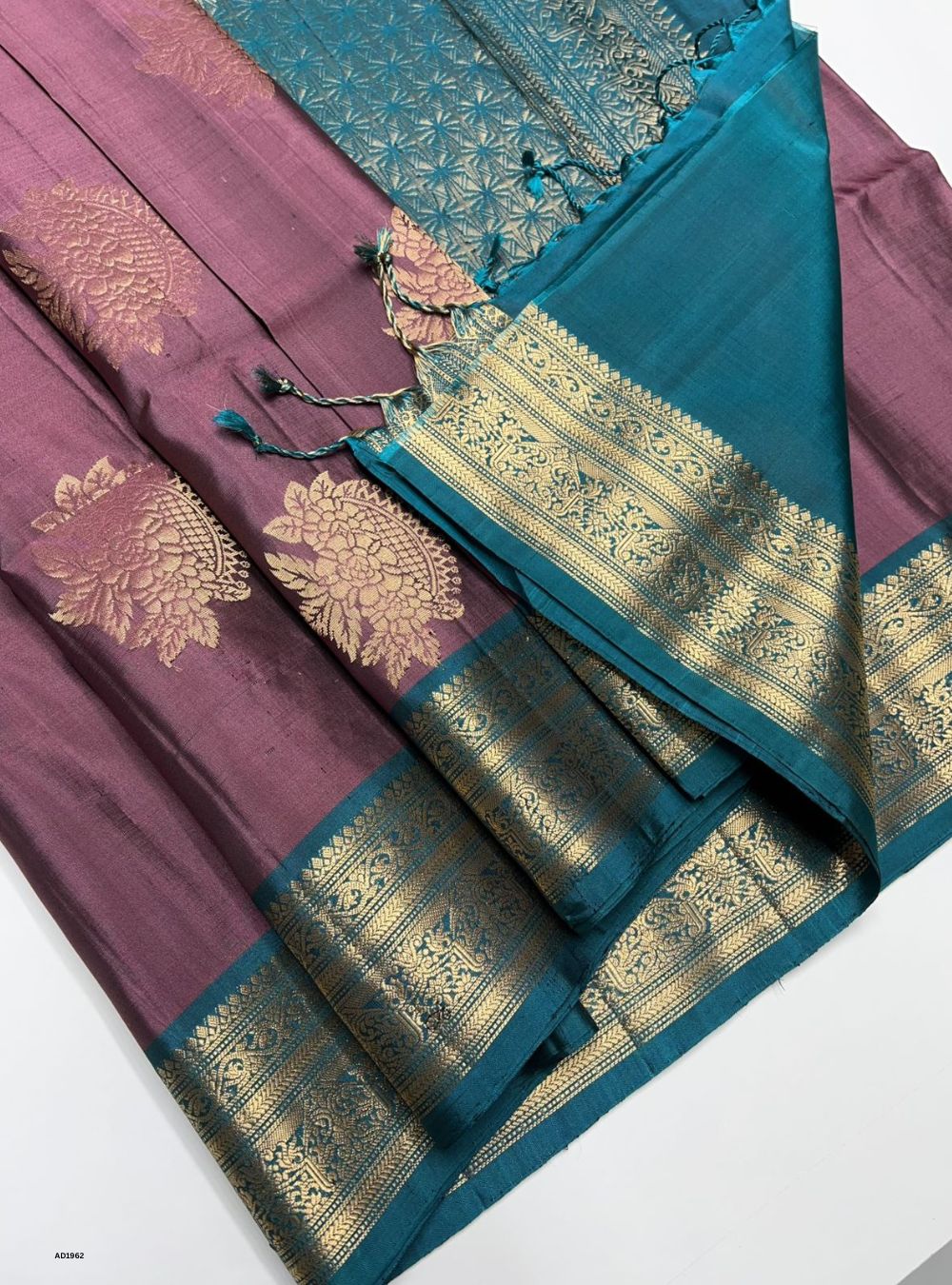 Dusky Mauve & Peacock Green - Soft Silk Saree