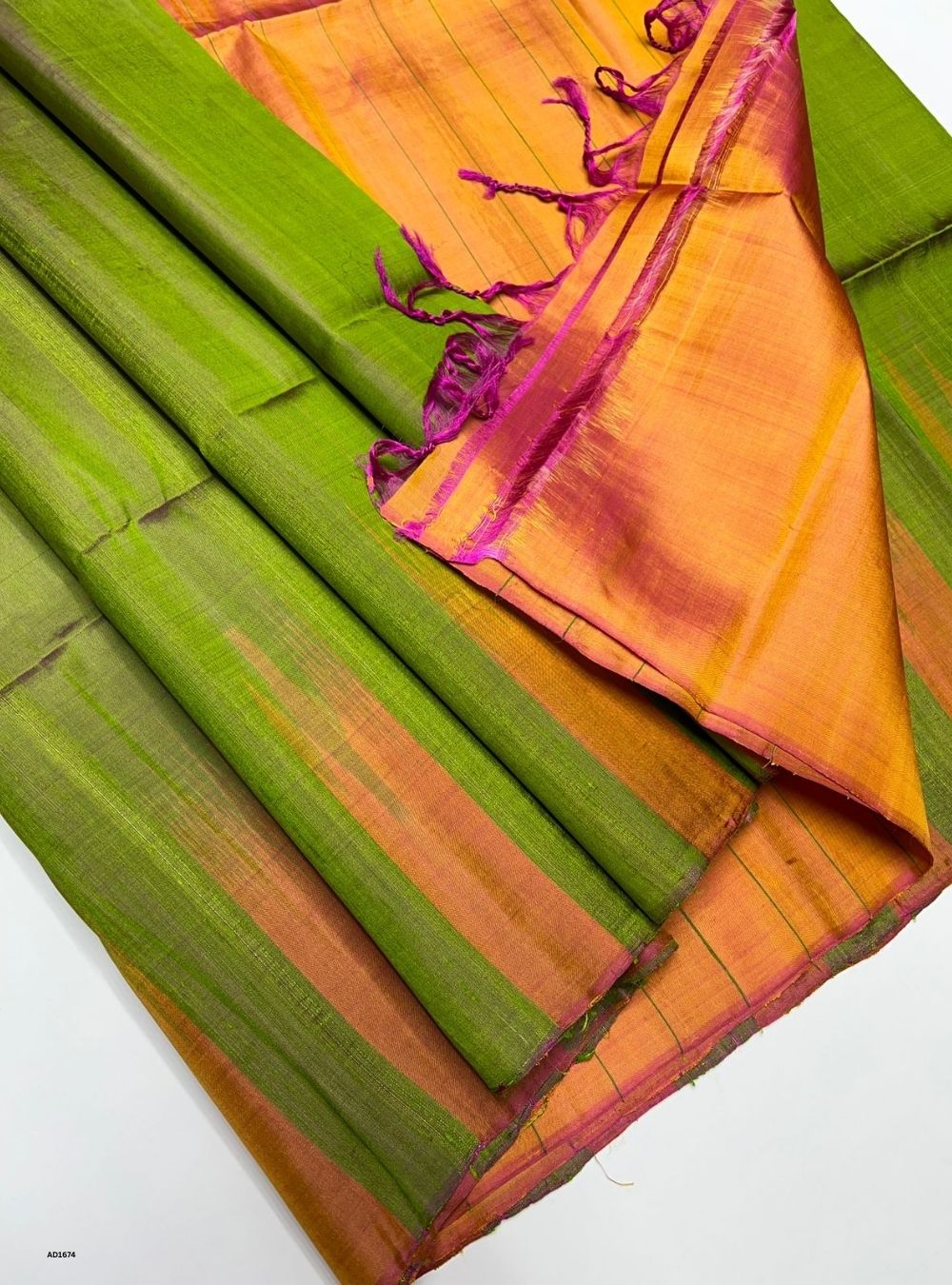 Green & Yellowish Pink -  Soft Silk Saree