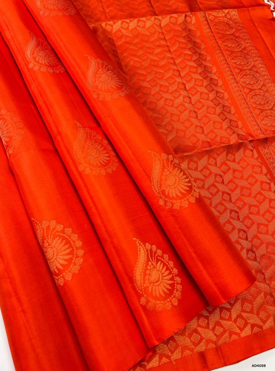 Orange - Soft Silk Saree