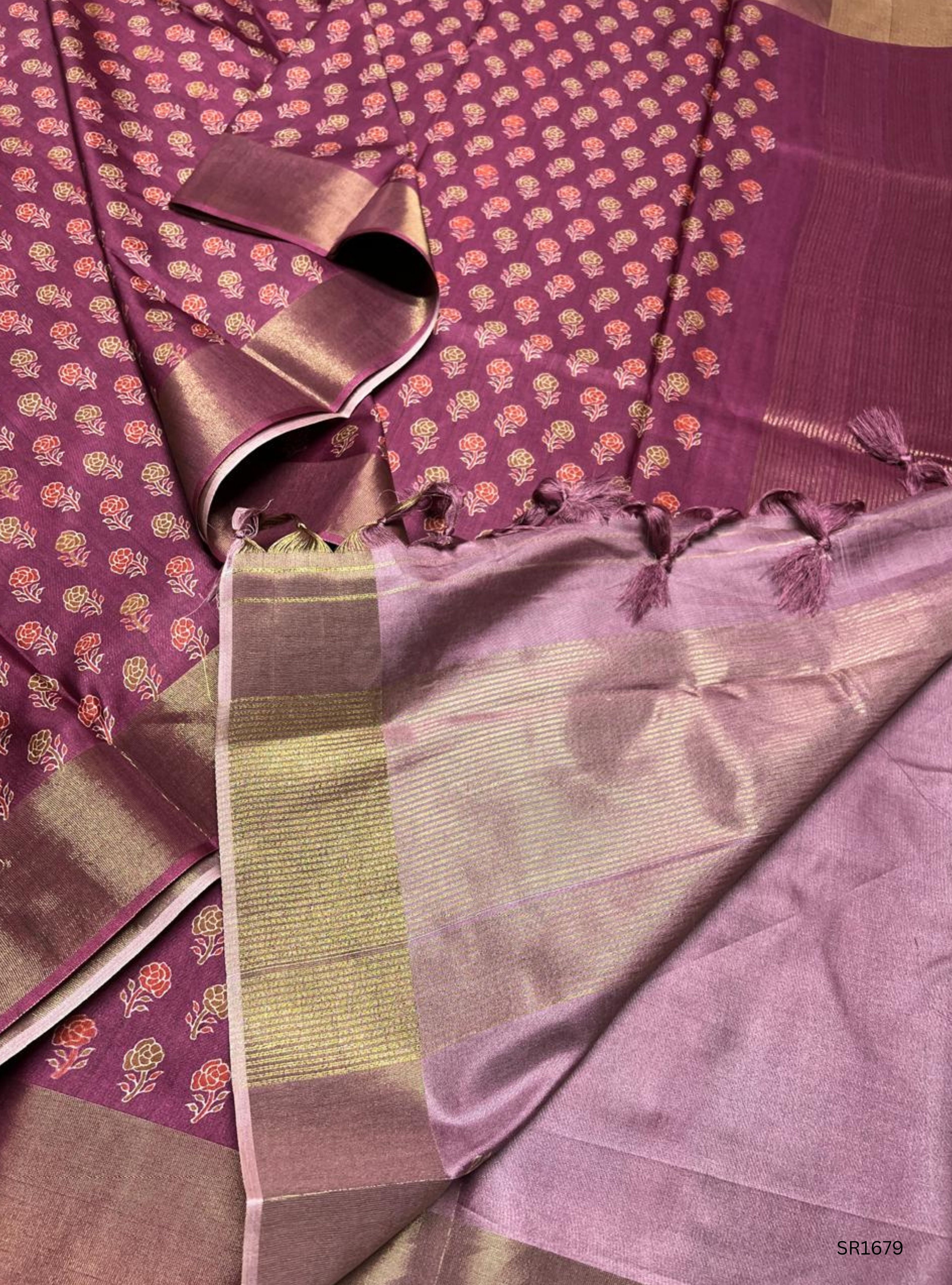 Magenta Pink - Semi Tussar Saree