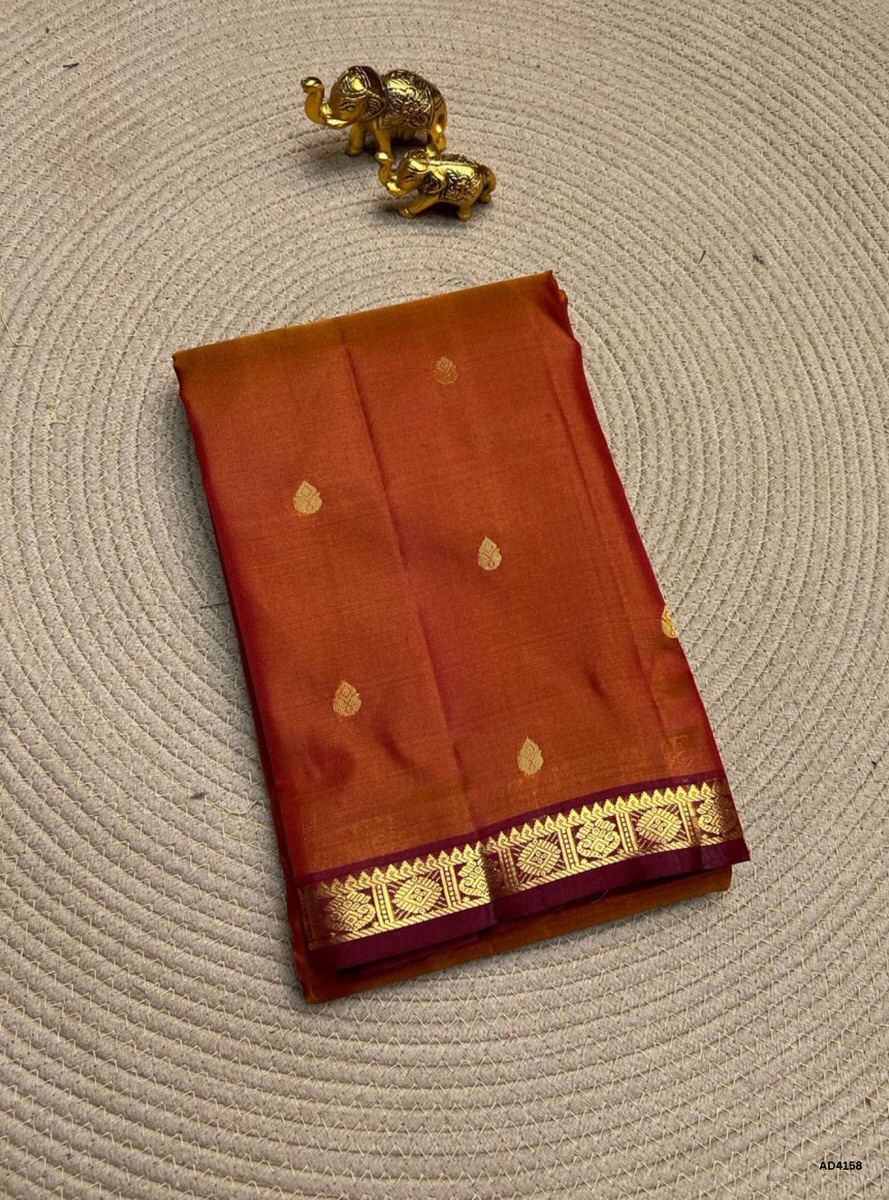 AD4158 Brownie & Maroon - Soft Silk Saree