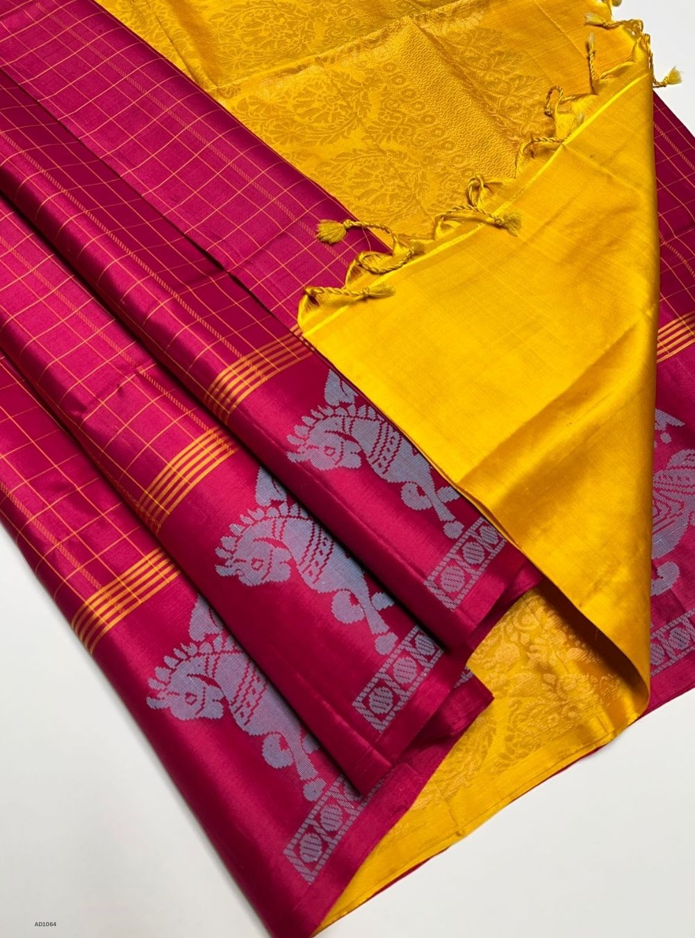 Pink & Yellow - Soft Silk Saree