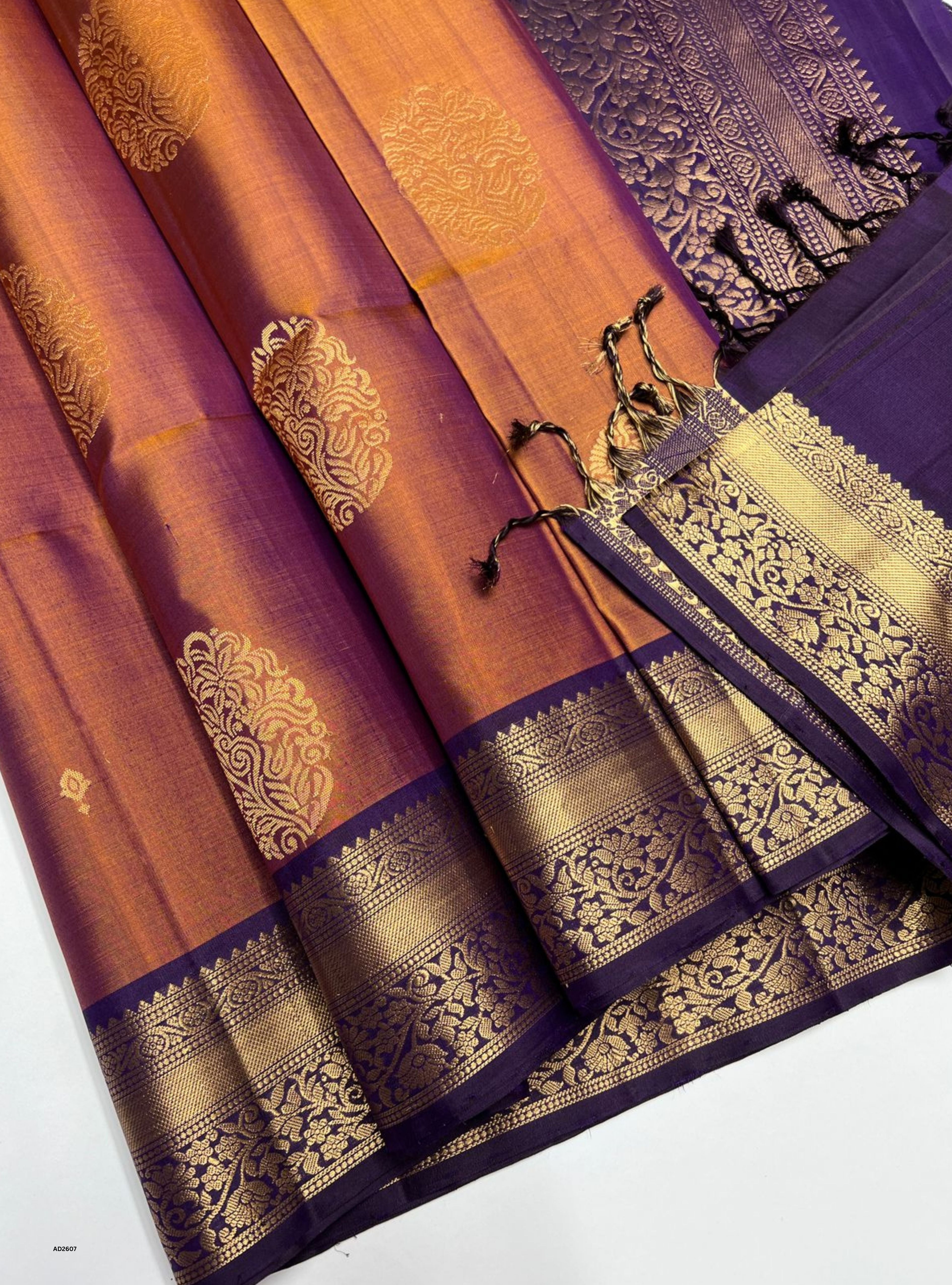 Copper & Dark Purple - Soft Silk Saree