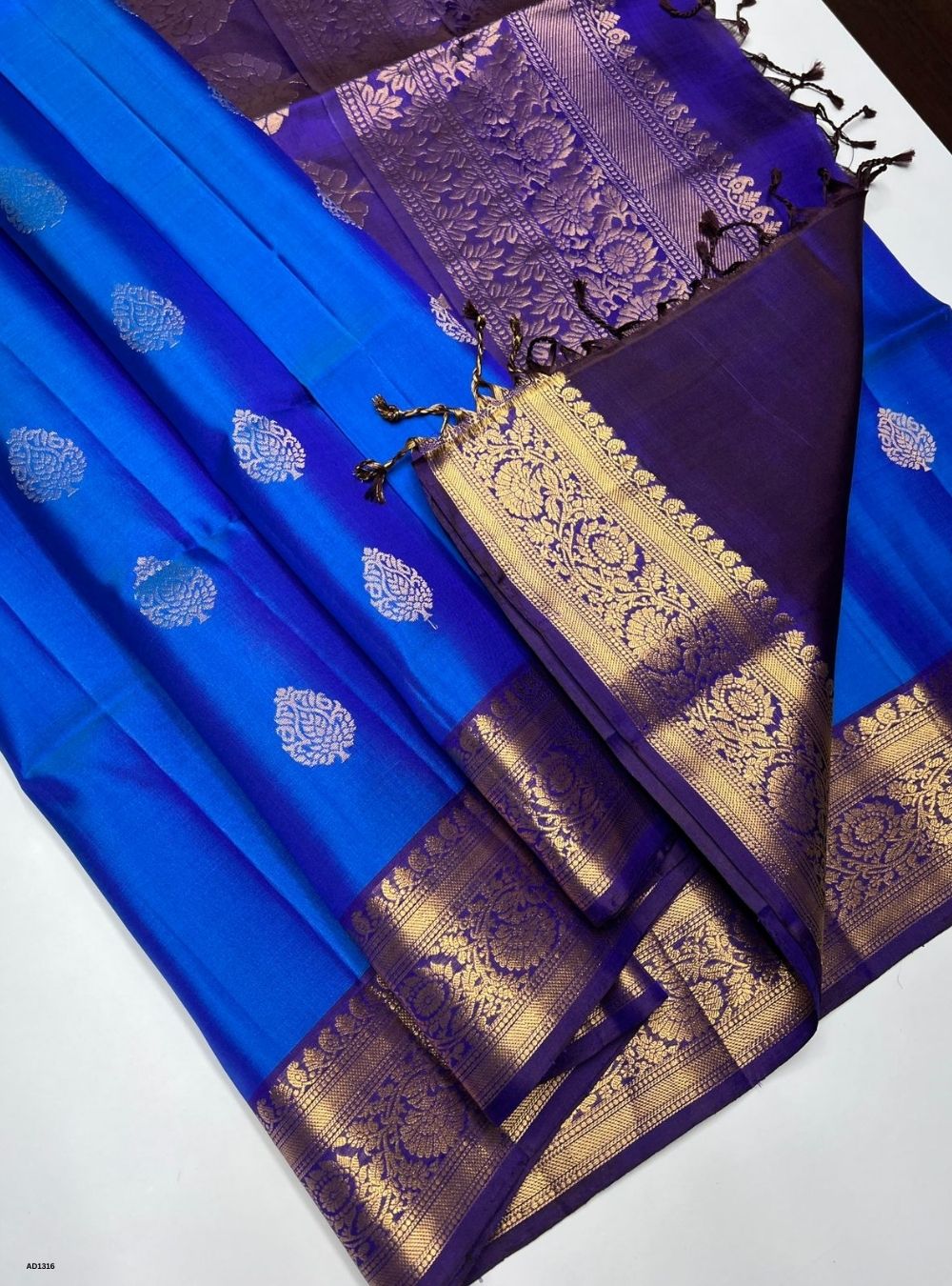 Blue & Purple  -  Soft Silk Saree