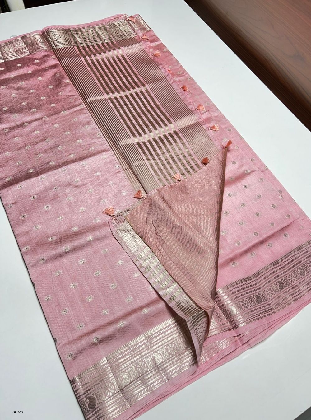 Baby Pink - Soft Cotton Saree