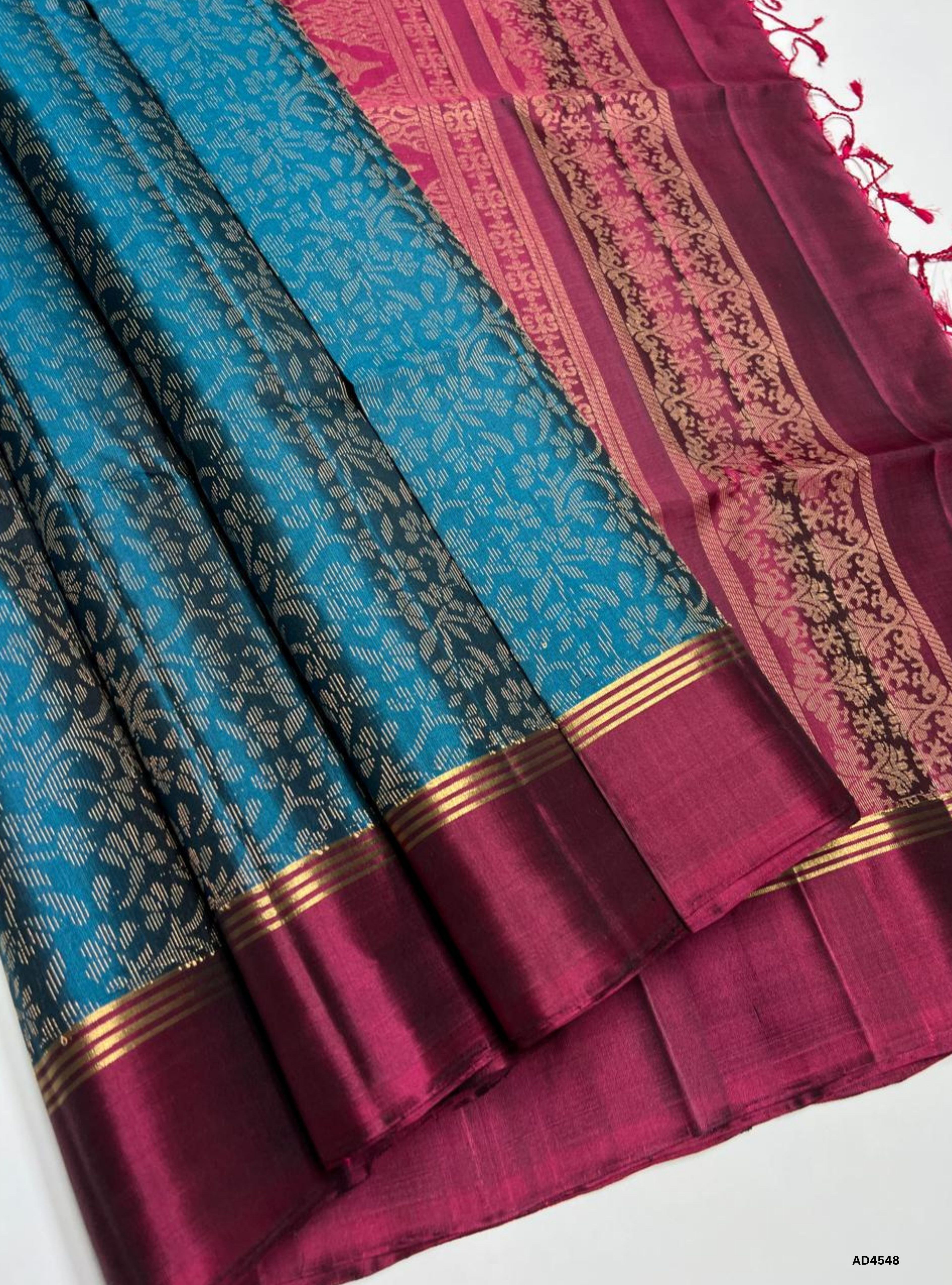 Teal Blue & Maroon - Soft Silk Bridal