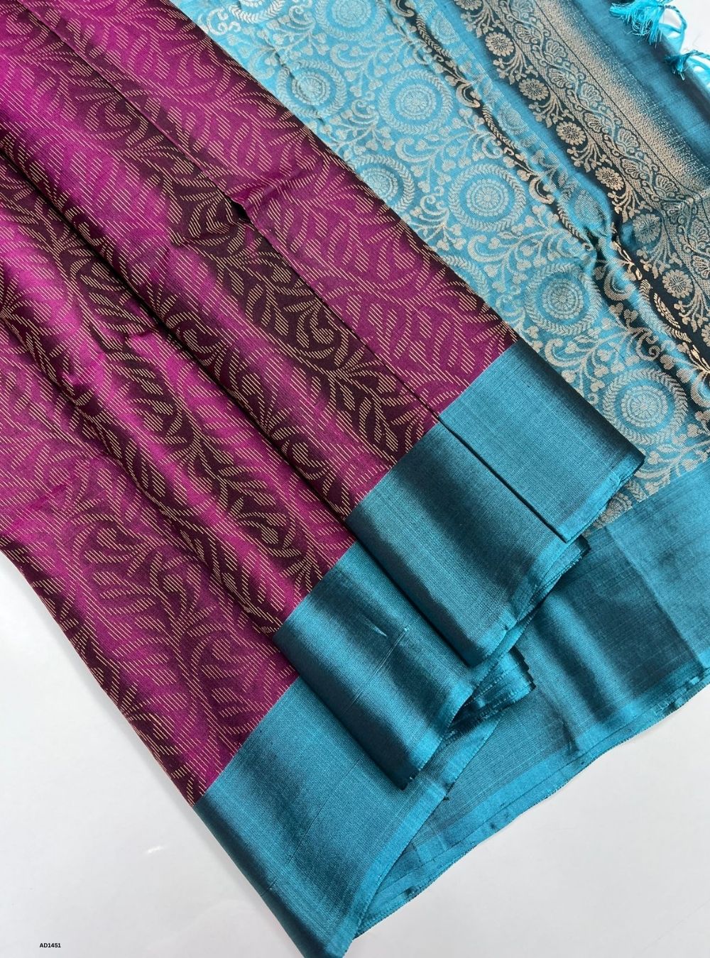 Magenta & Mint Blue  - Soft Silk Saree