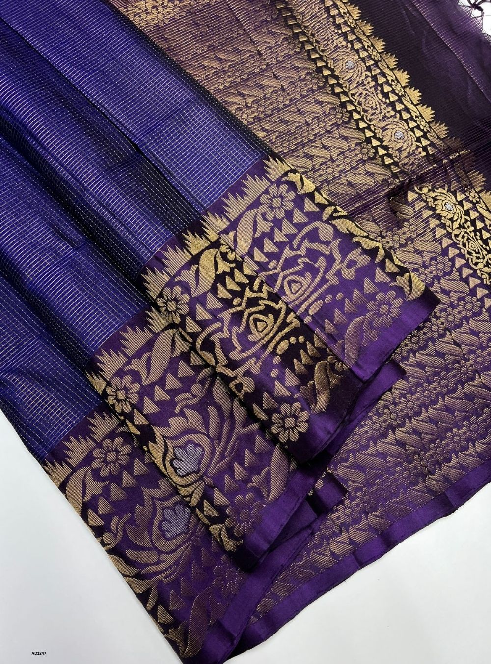 Navy & Purple  -  Soft Silk Saree