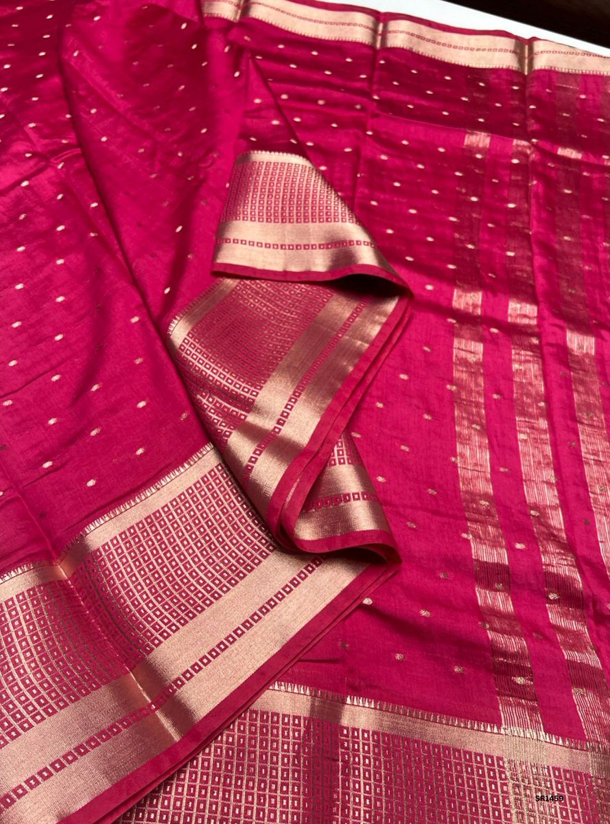 Pink - Semi Banaras Silk Saree