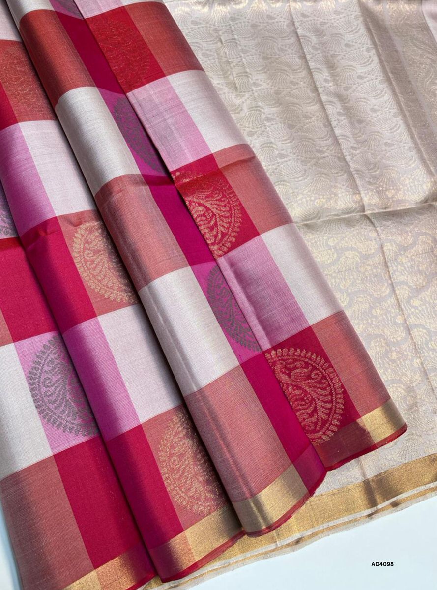 Cream & Pink - Palum Pazhamum Soft Silk Saree