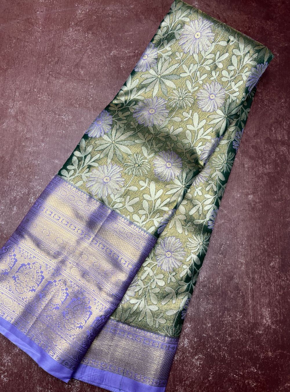 Green & Lavender - Semi Silk Saree