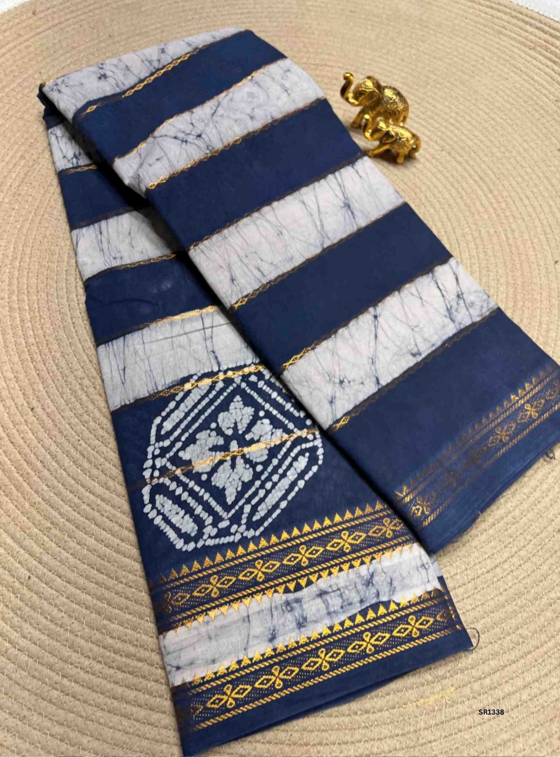 Navy Blue - Velthaari X Bandhini Cotton Saree