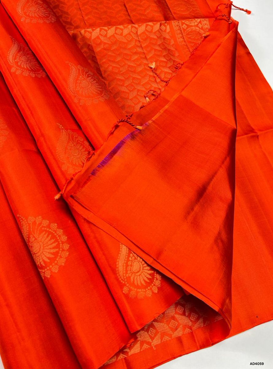 Orange - Soft Silk Saree