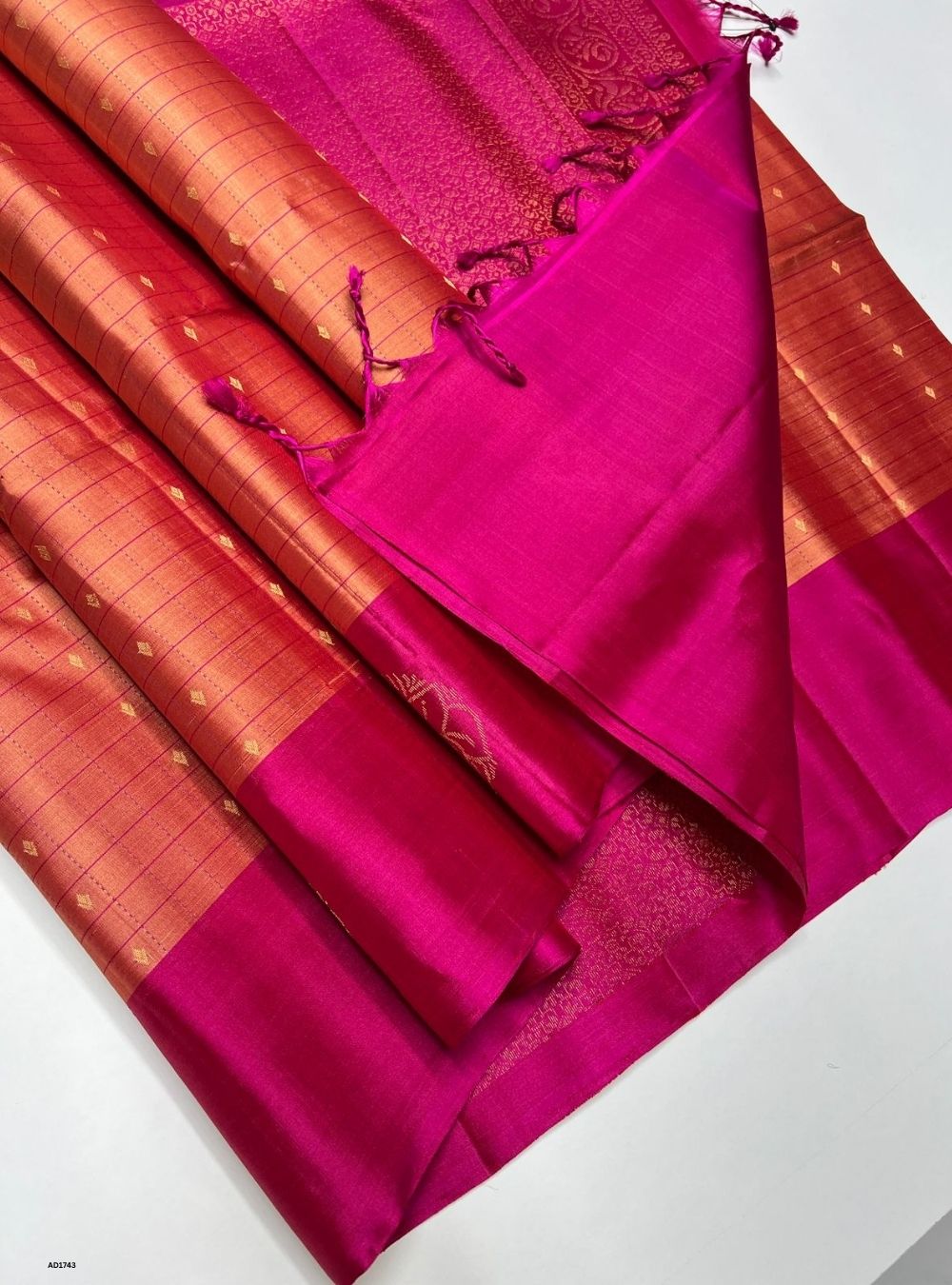Peach & Pink  - Soft Silk Saree