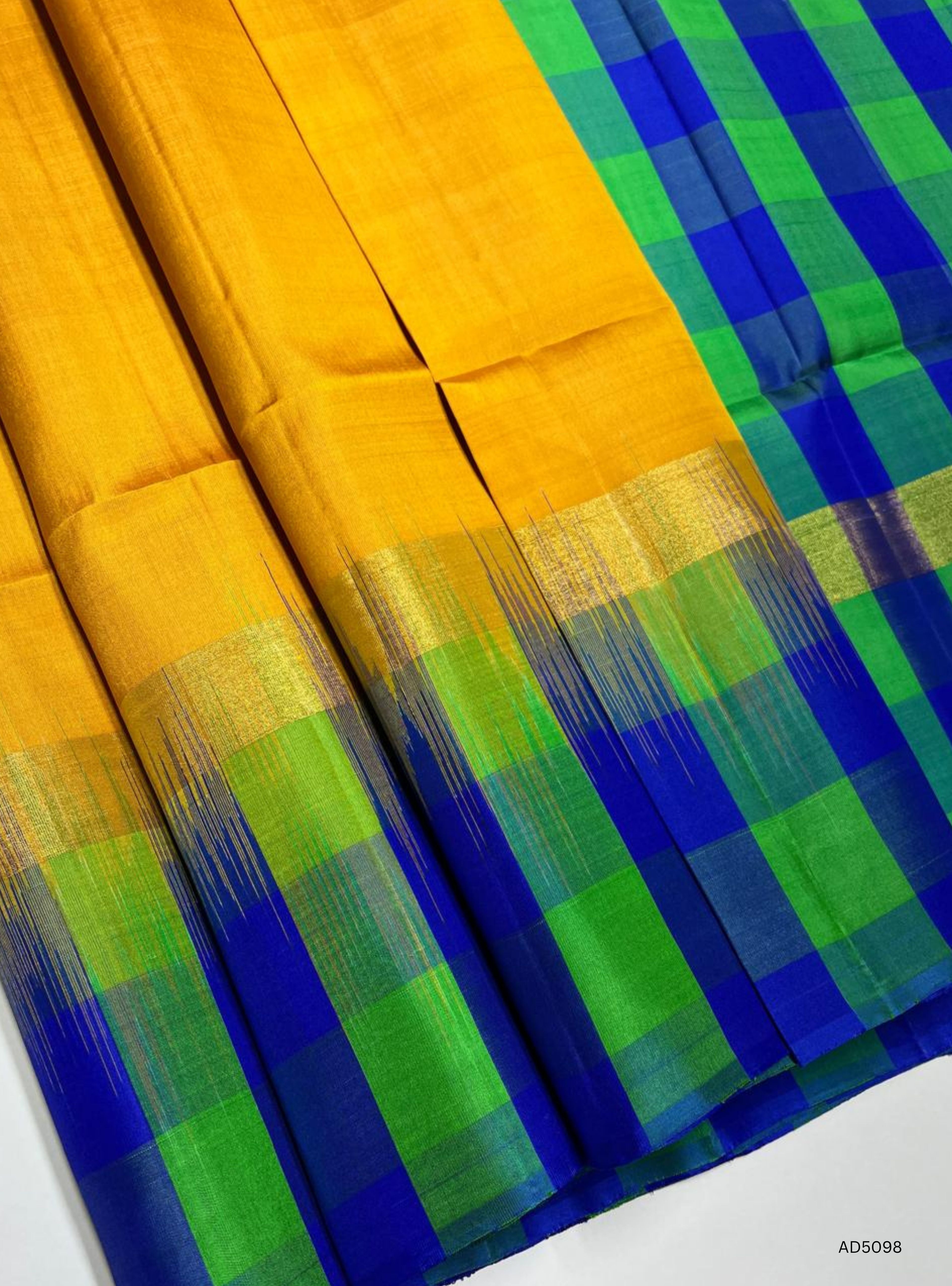Mustard & Blue - Pazhum Pazhamum Soft Silk Saree