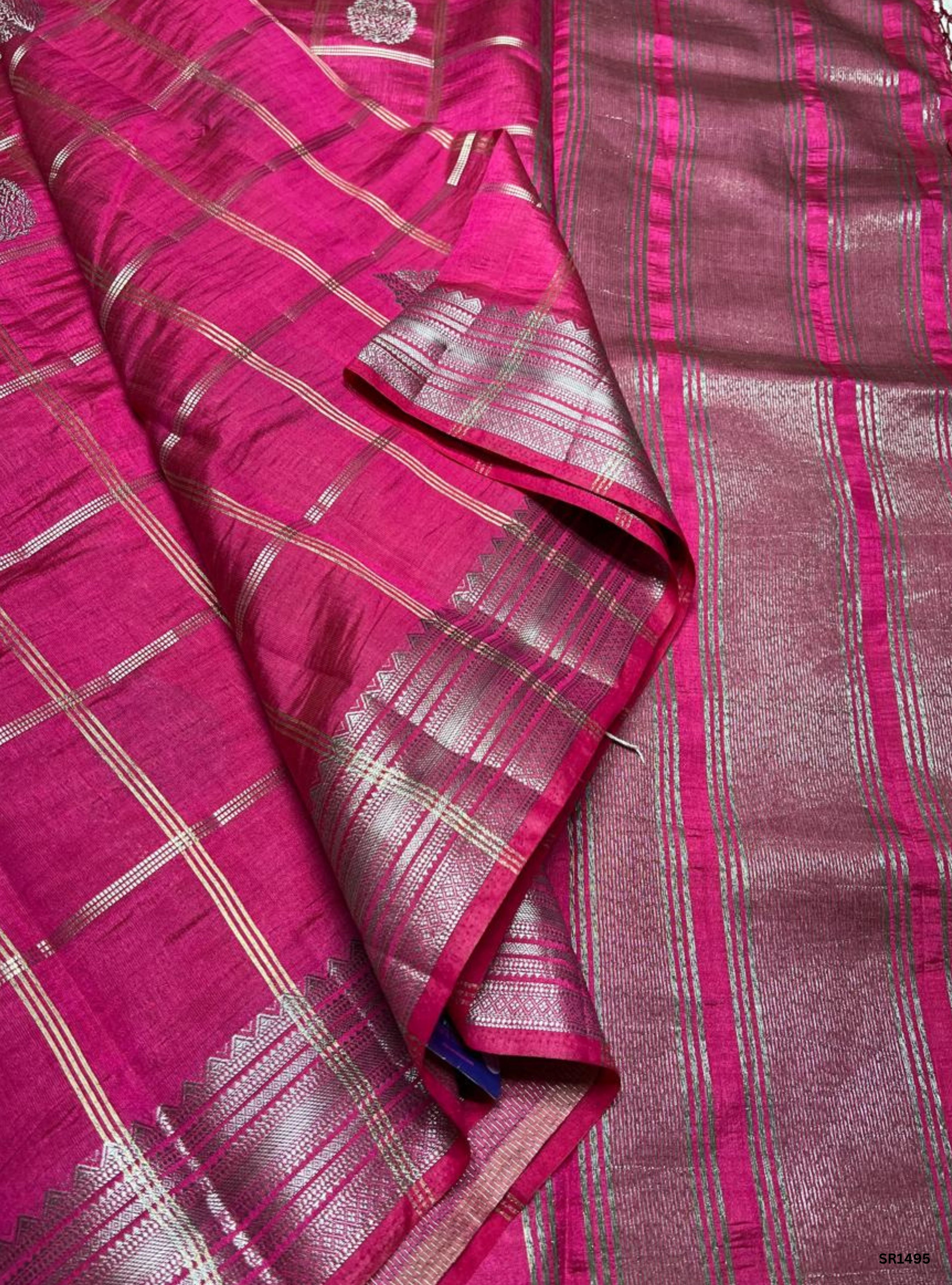 Rani Pink - Semi Tussar Saree