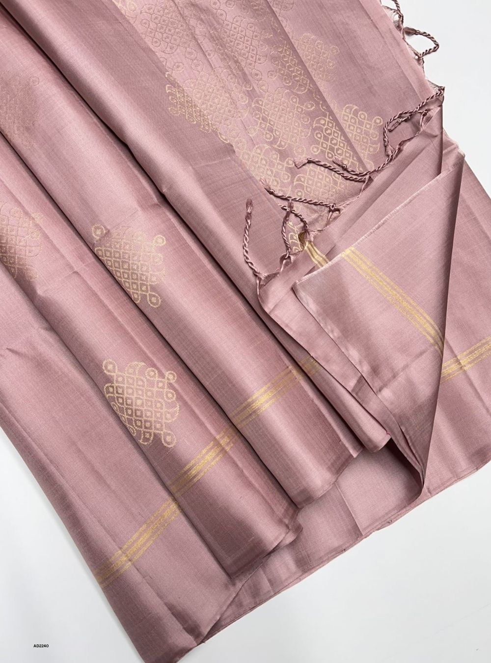 Dusty Pink - Kolam Soft Silk Saree