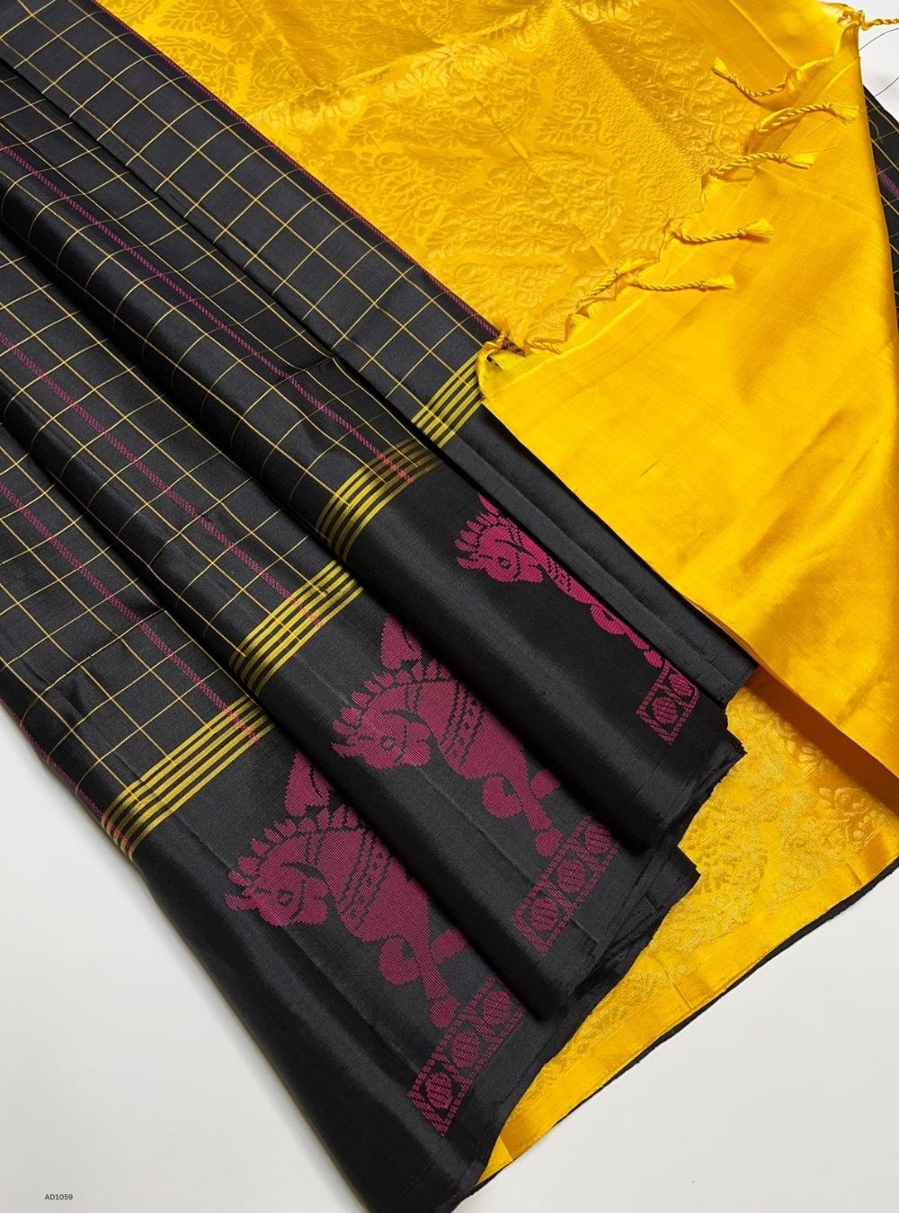 Black & Yellow - Soft Silk Saree