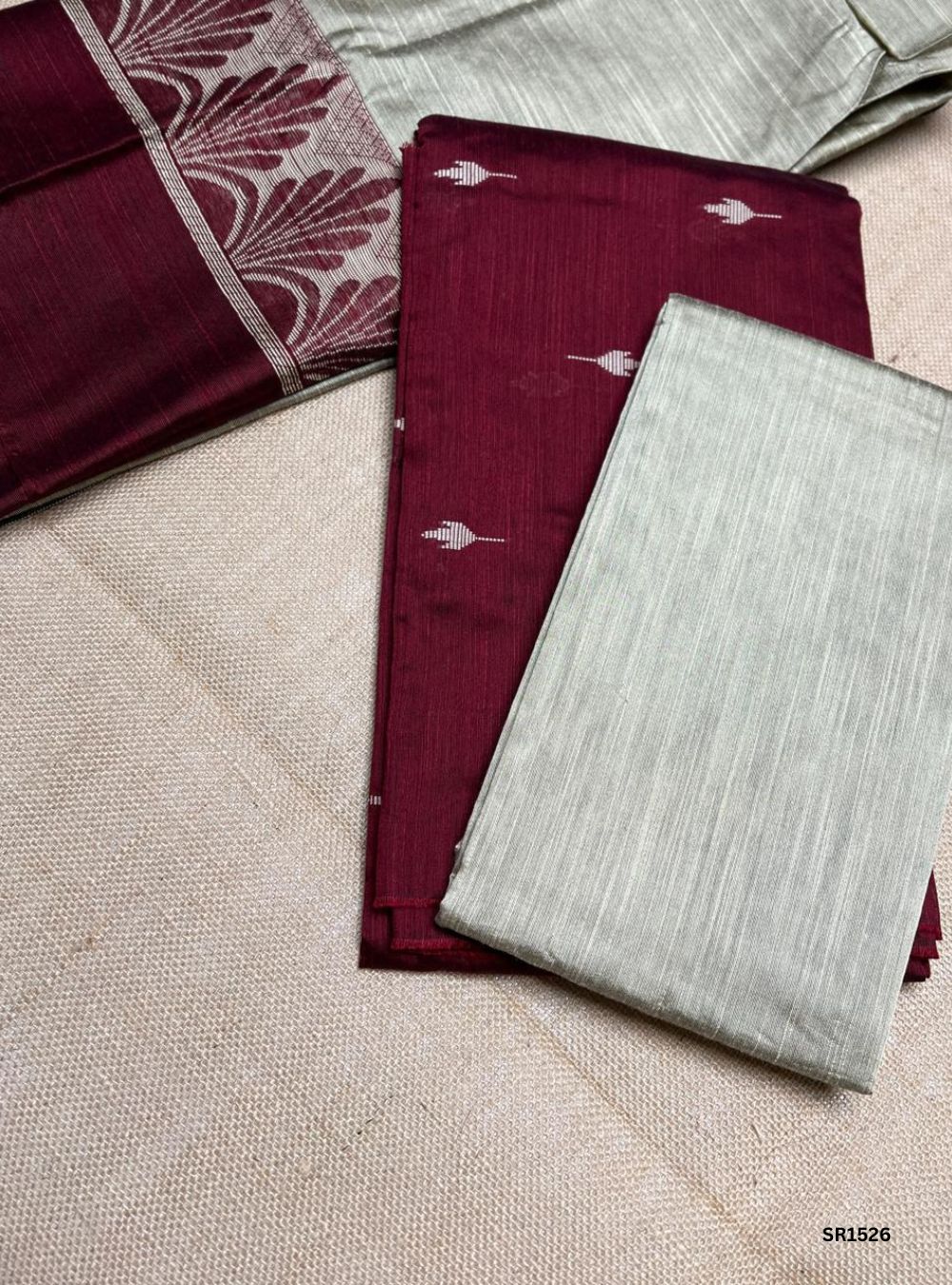 Maroon - Raw Silk Unstiched Suit 3 Pc Set