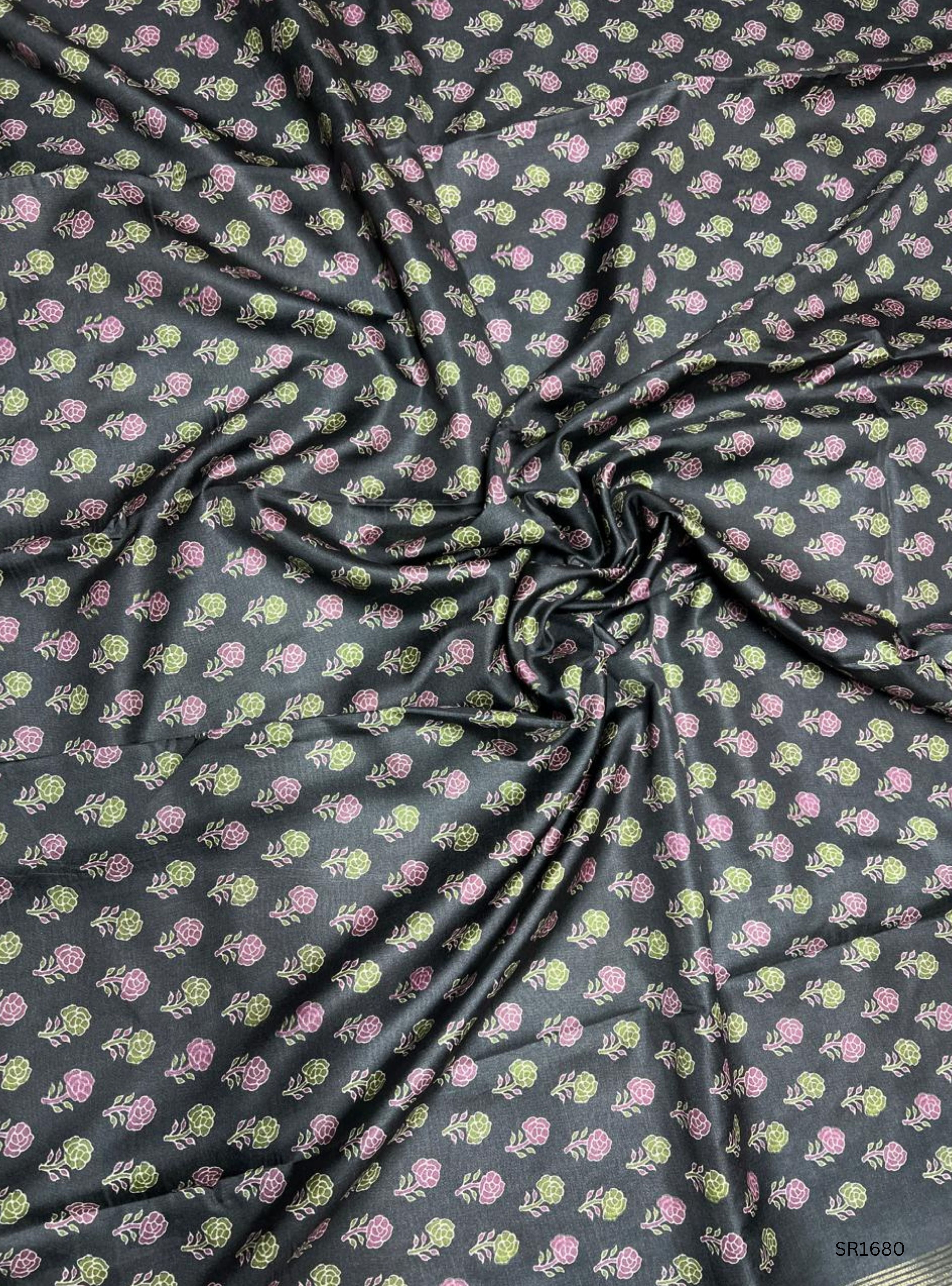 Dark Grey - Semi Tussar Saree
