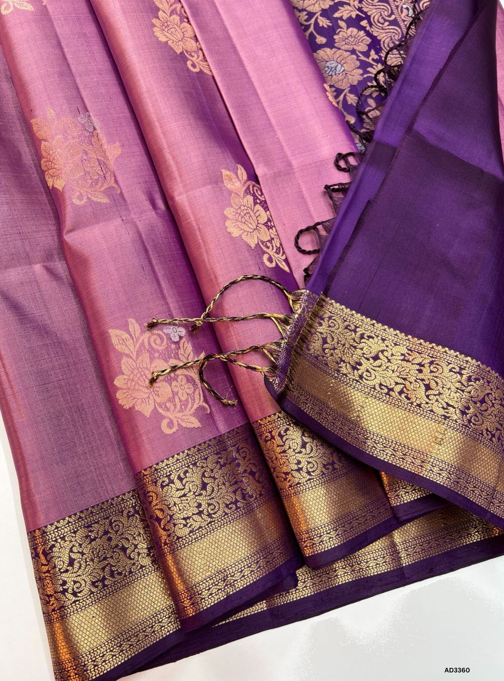 Melon Pink & Wine - Soft Silk Saree