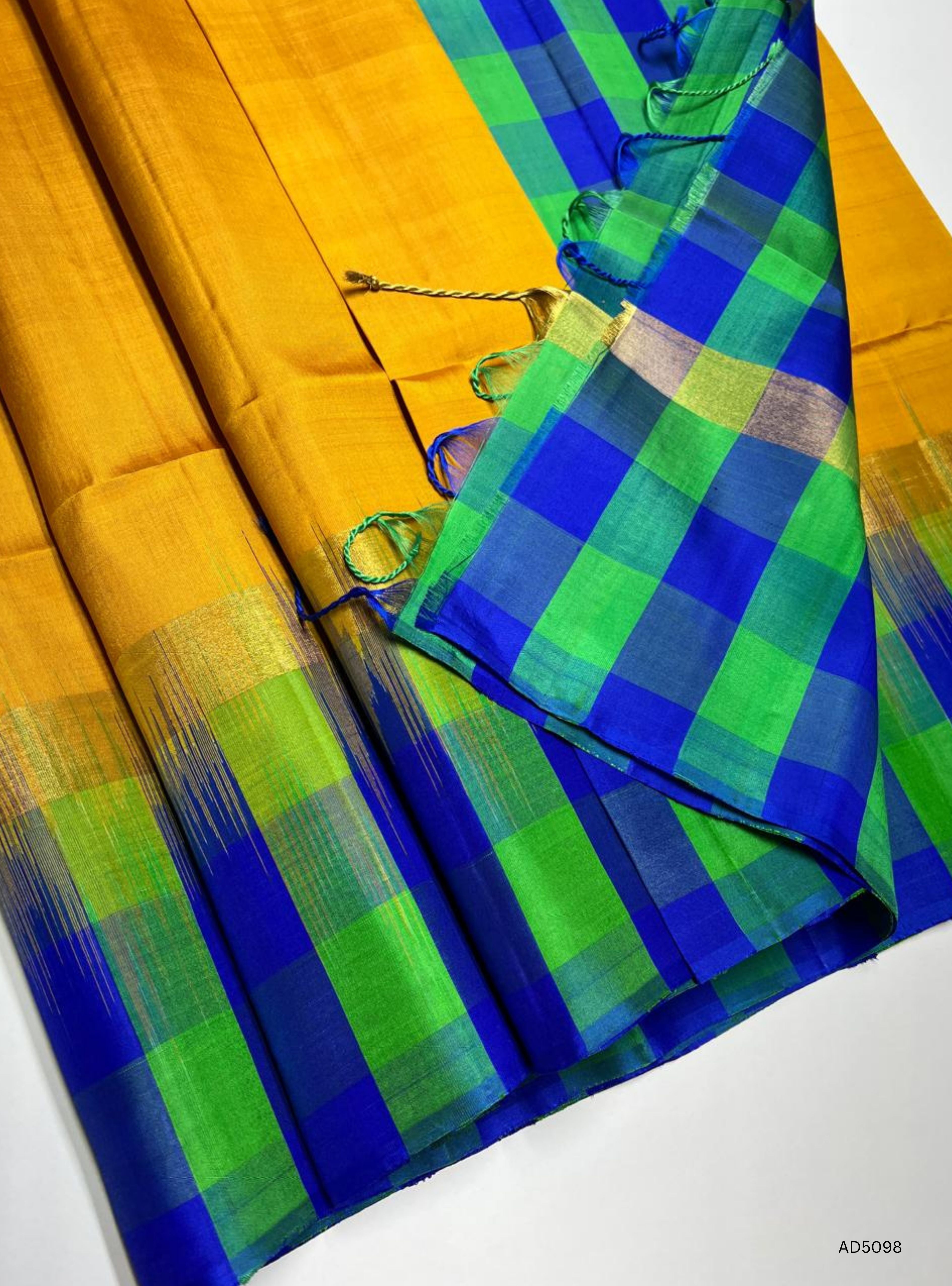 Mustard & Blue - Pazhum Pazhamum Soft Silk Saree