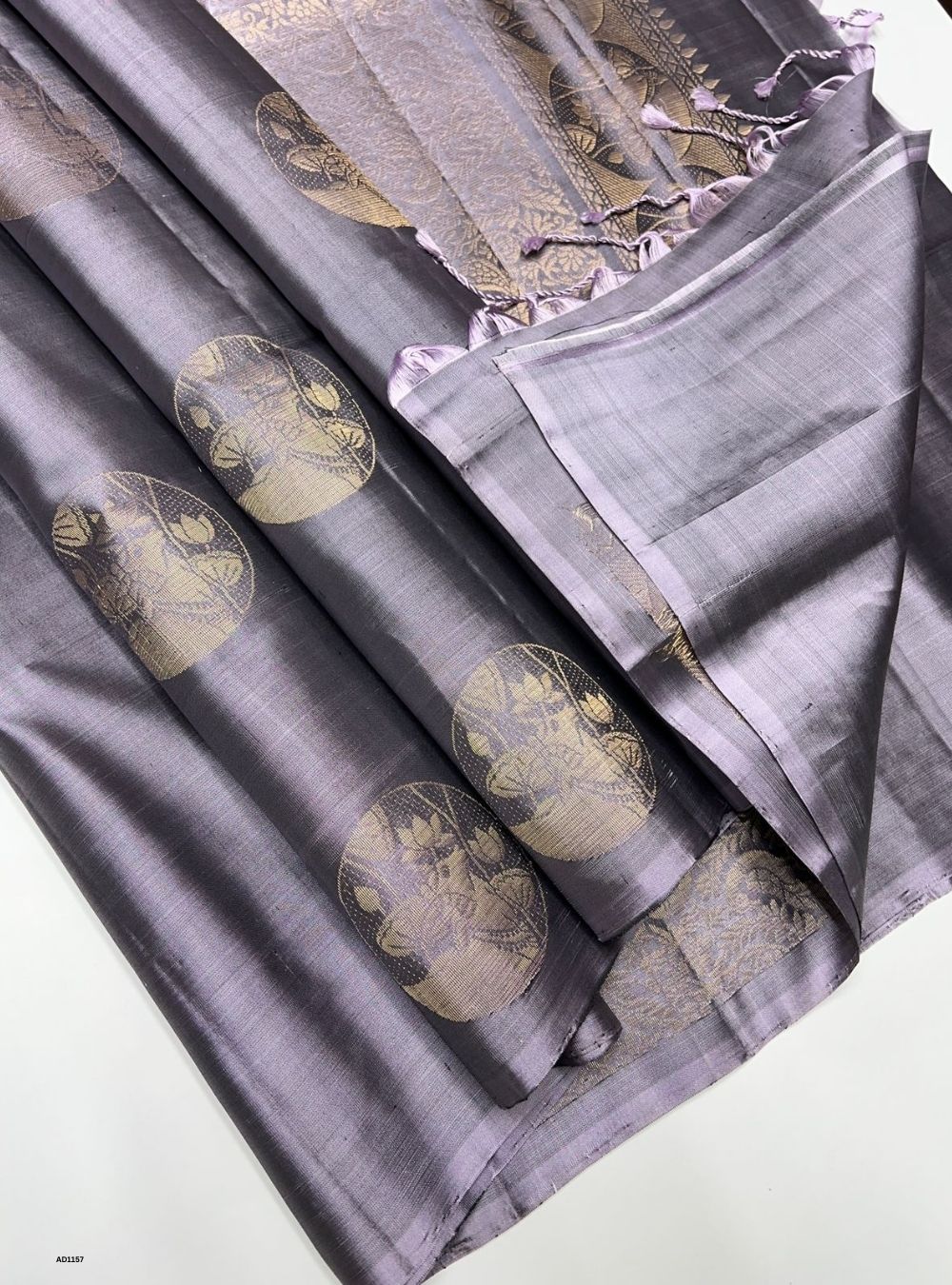 Grey Cum Lavender  - Soft Silk Saree