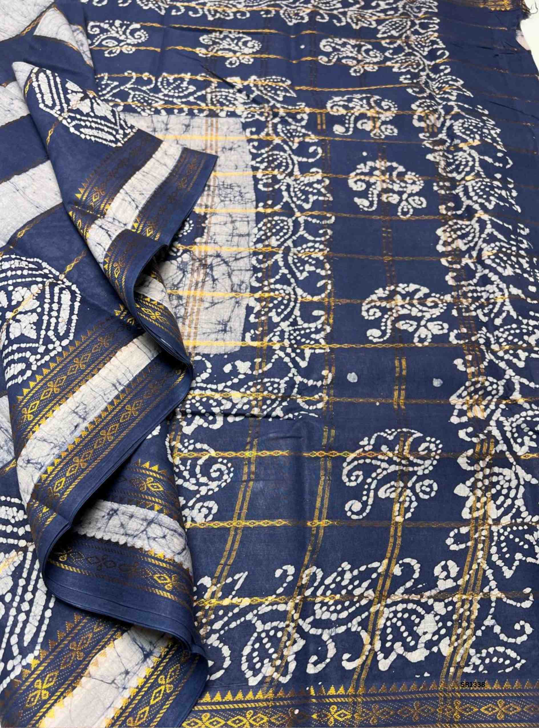 Navy Blue - Velthaari X Bandhini Cotton Saree