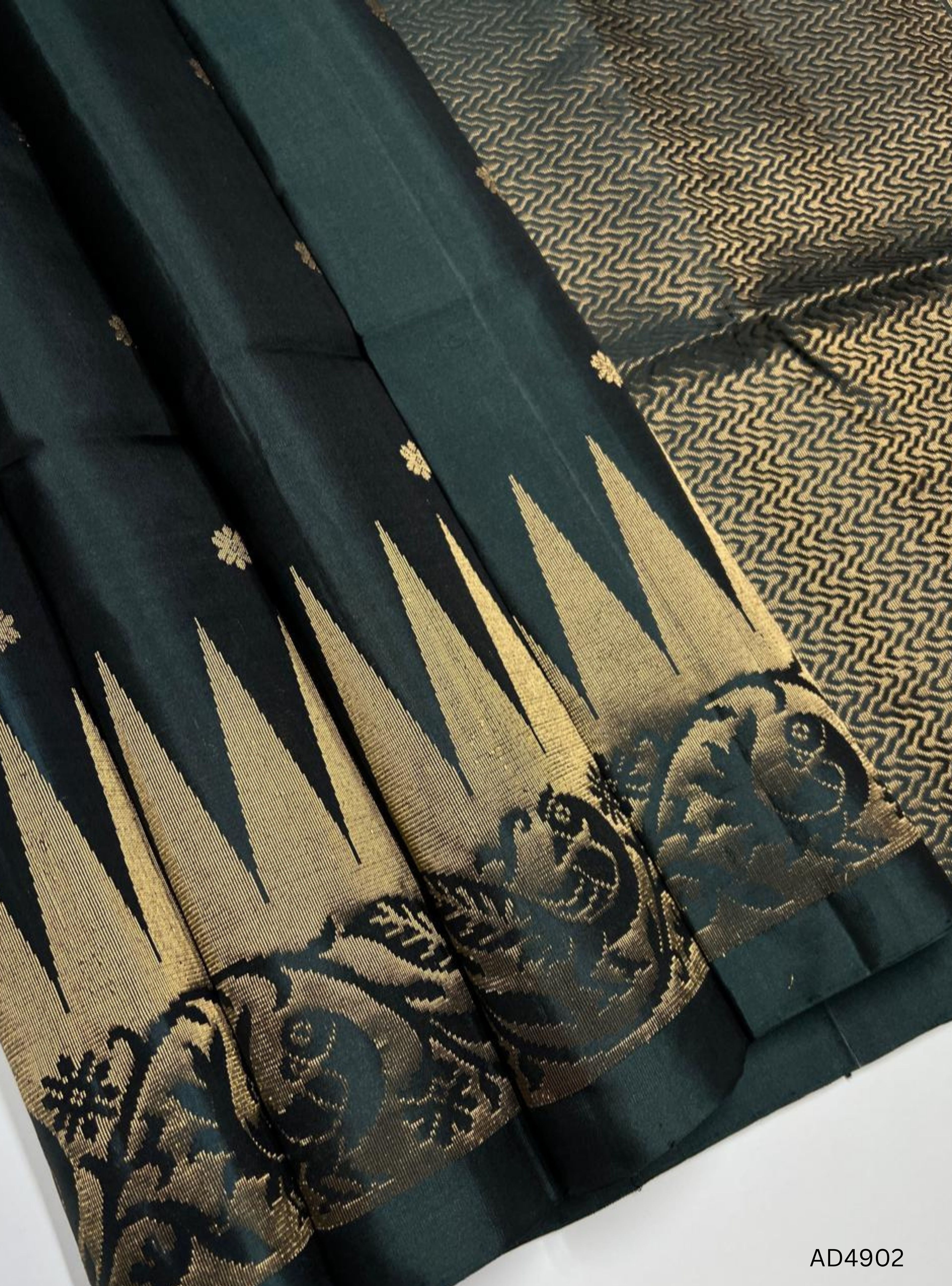 Dark Green - One Side Fancy Border Soft Silk Saree