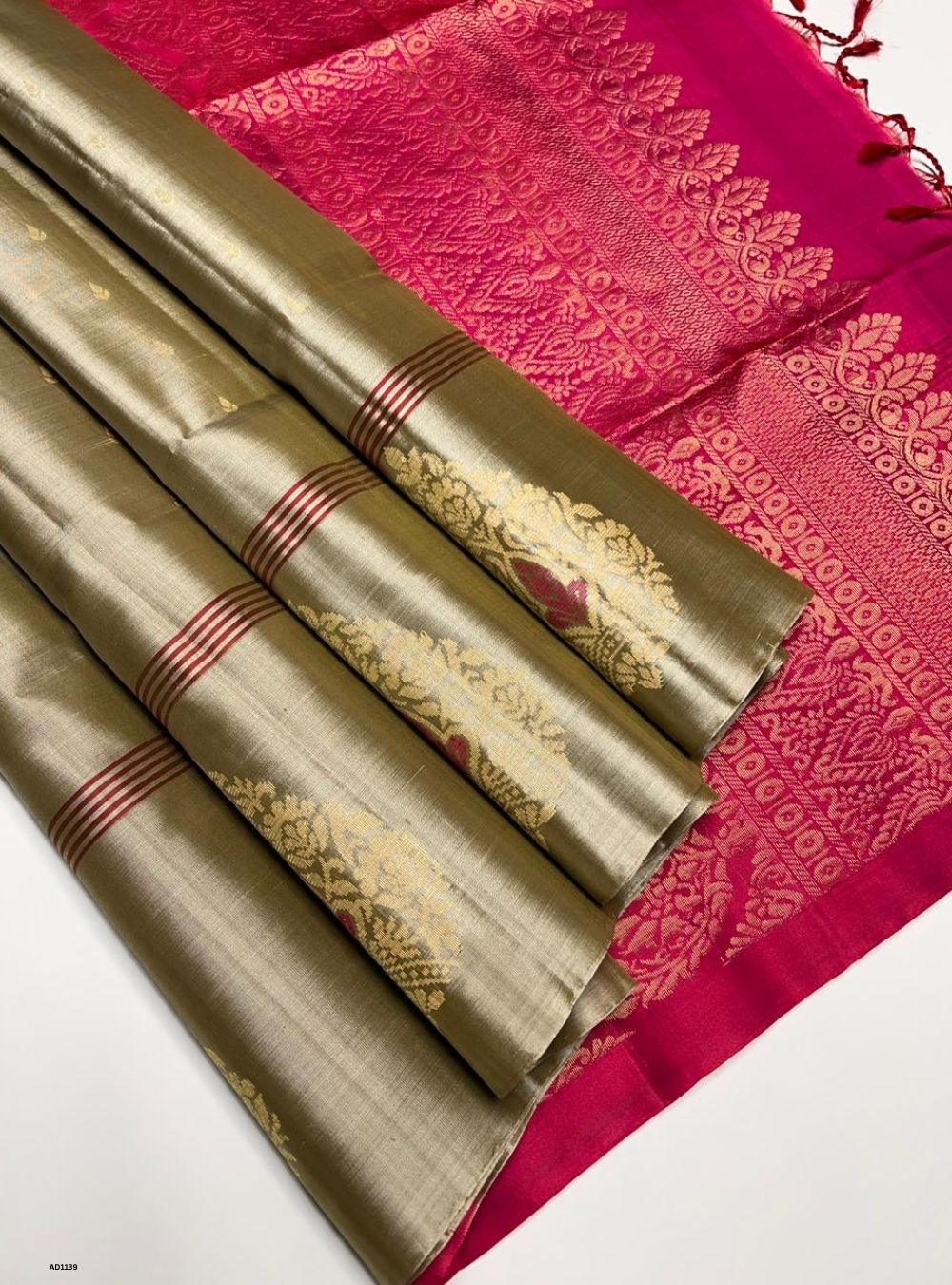 Beige & Reddish Pink - Soft Silk Saree