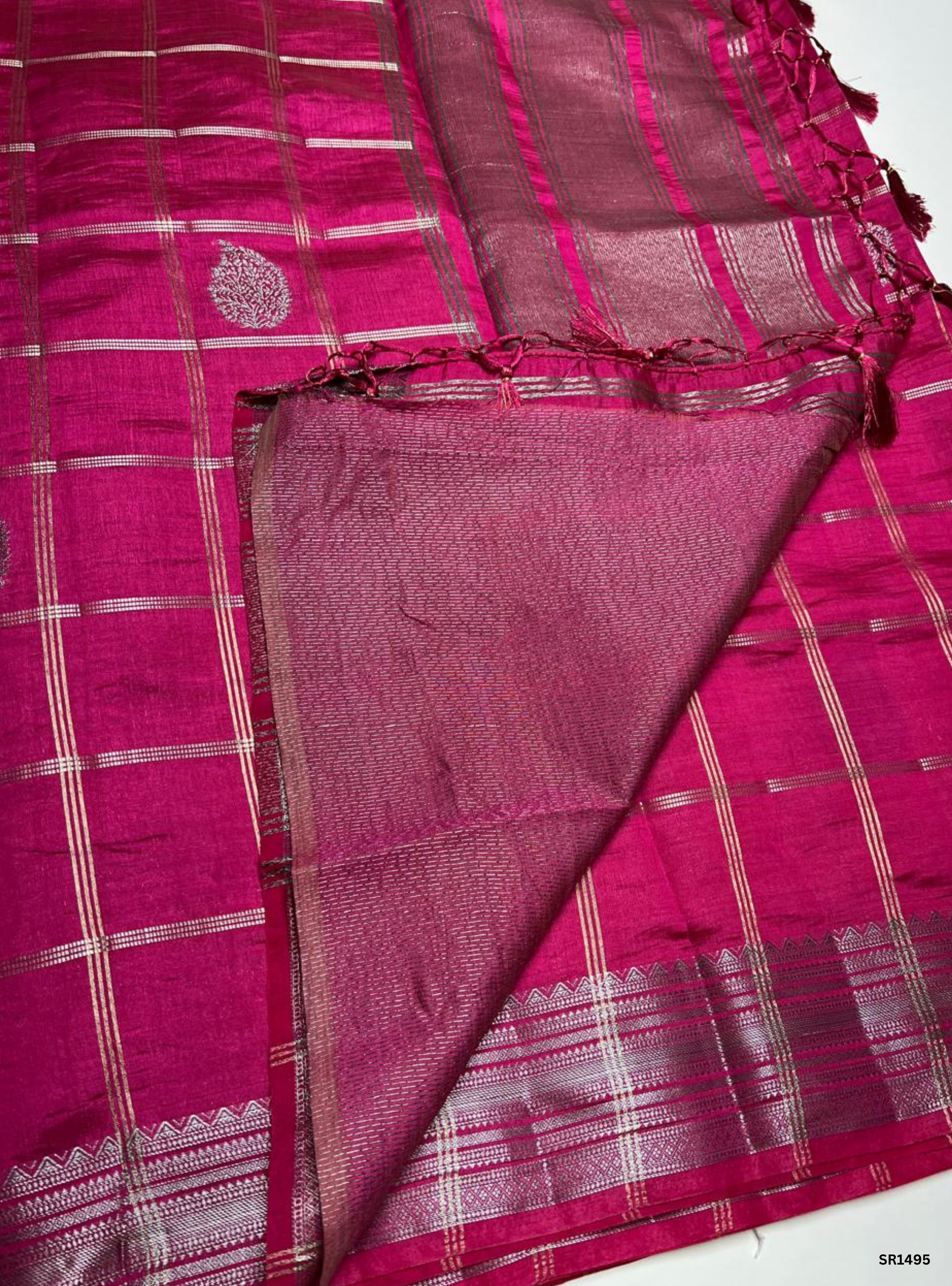 Rani Pink - Semi Tussar Saree