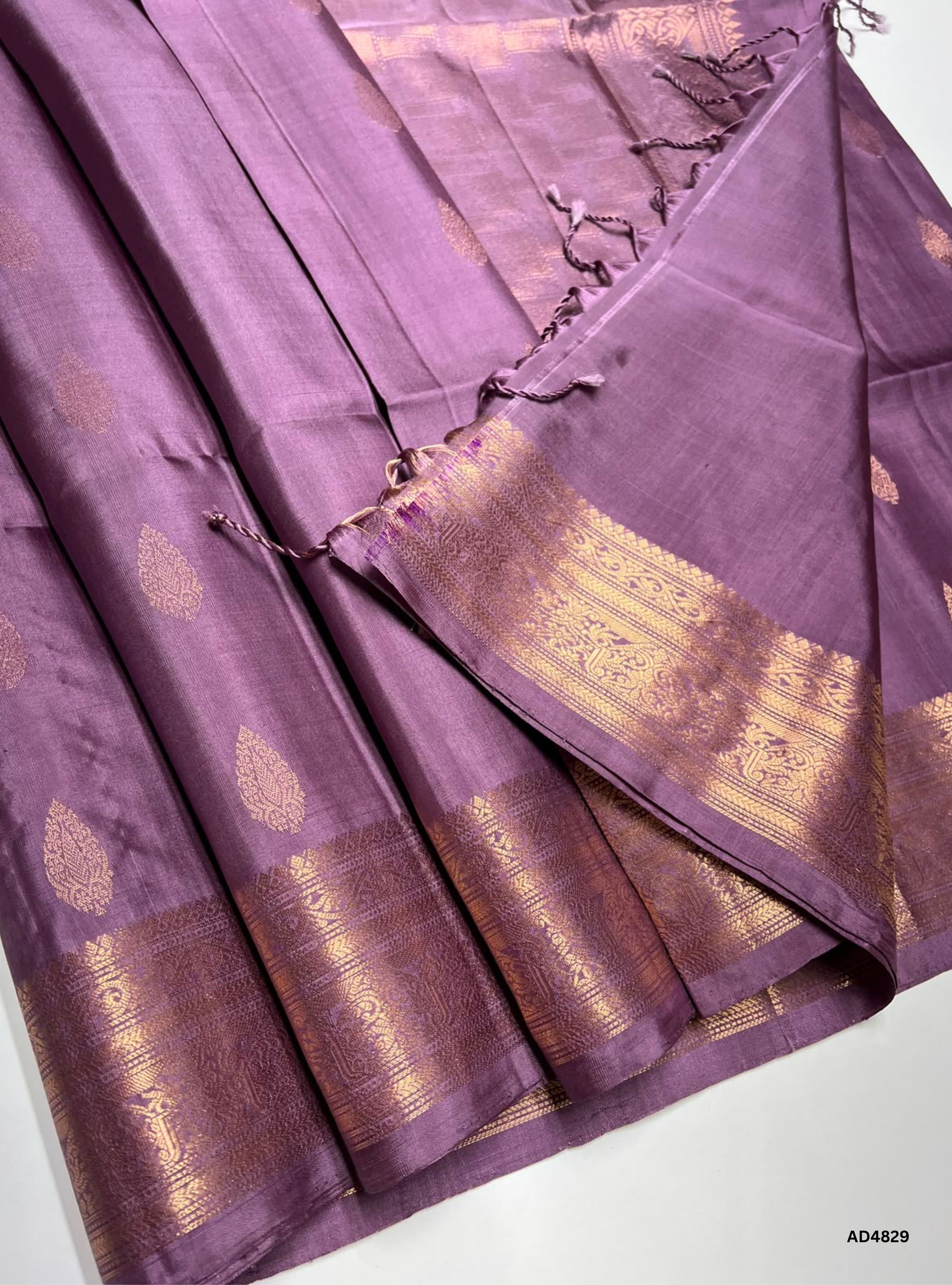 Dark Lilac - Kanchi Border Soft Silk Saree