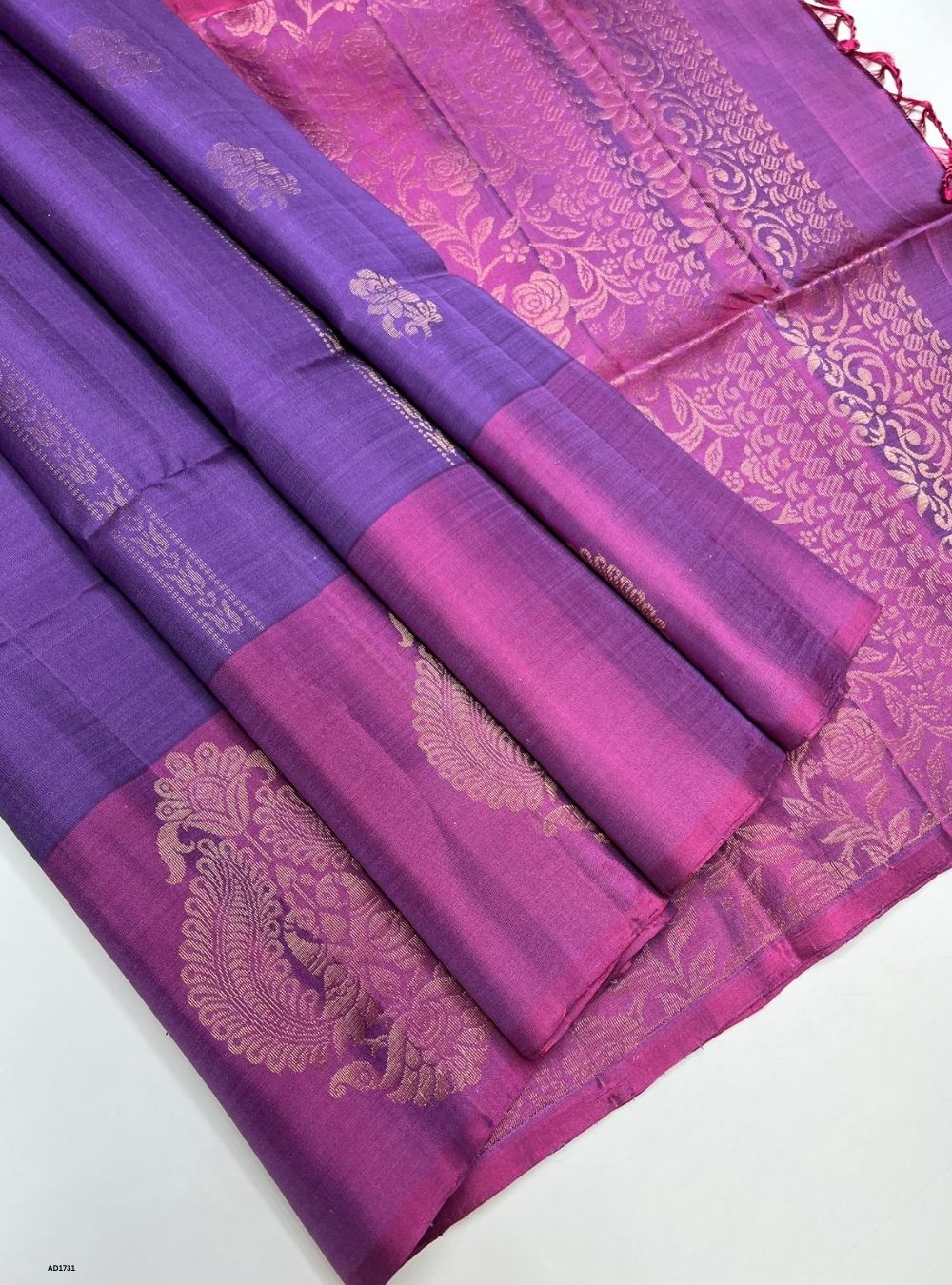 Dark Lilac & Raspberry - Soft Silk Saree