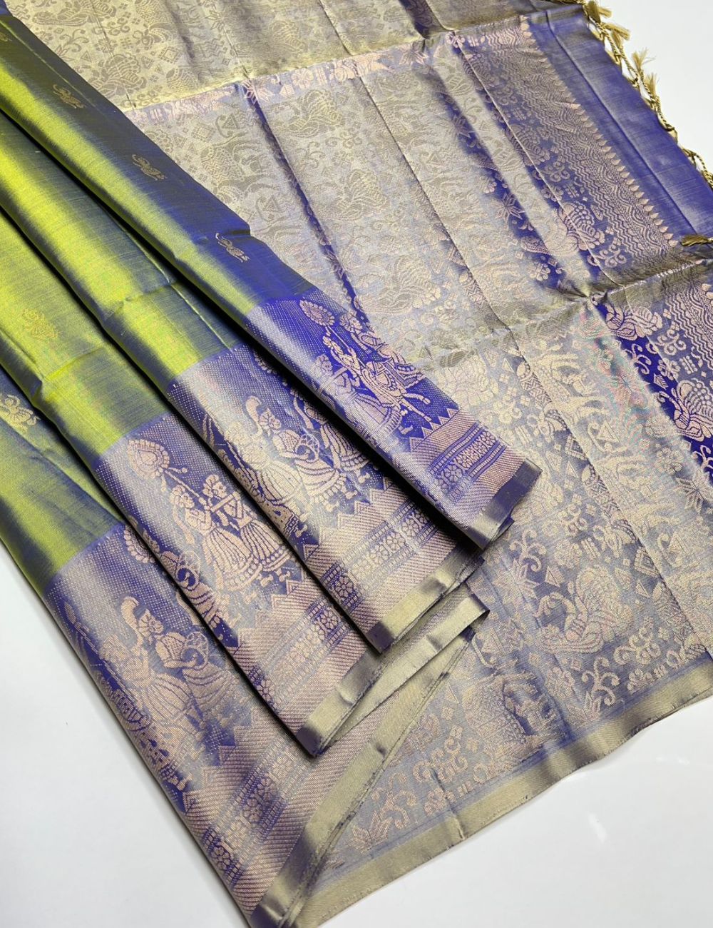 Green & Grey - Soft Silk Saree