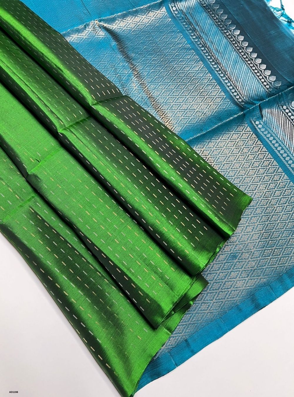 Green & Peacock Green - Soft Silk Saree