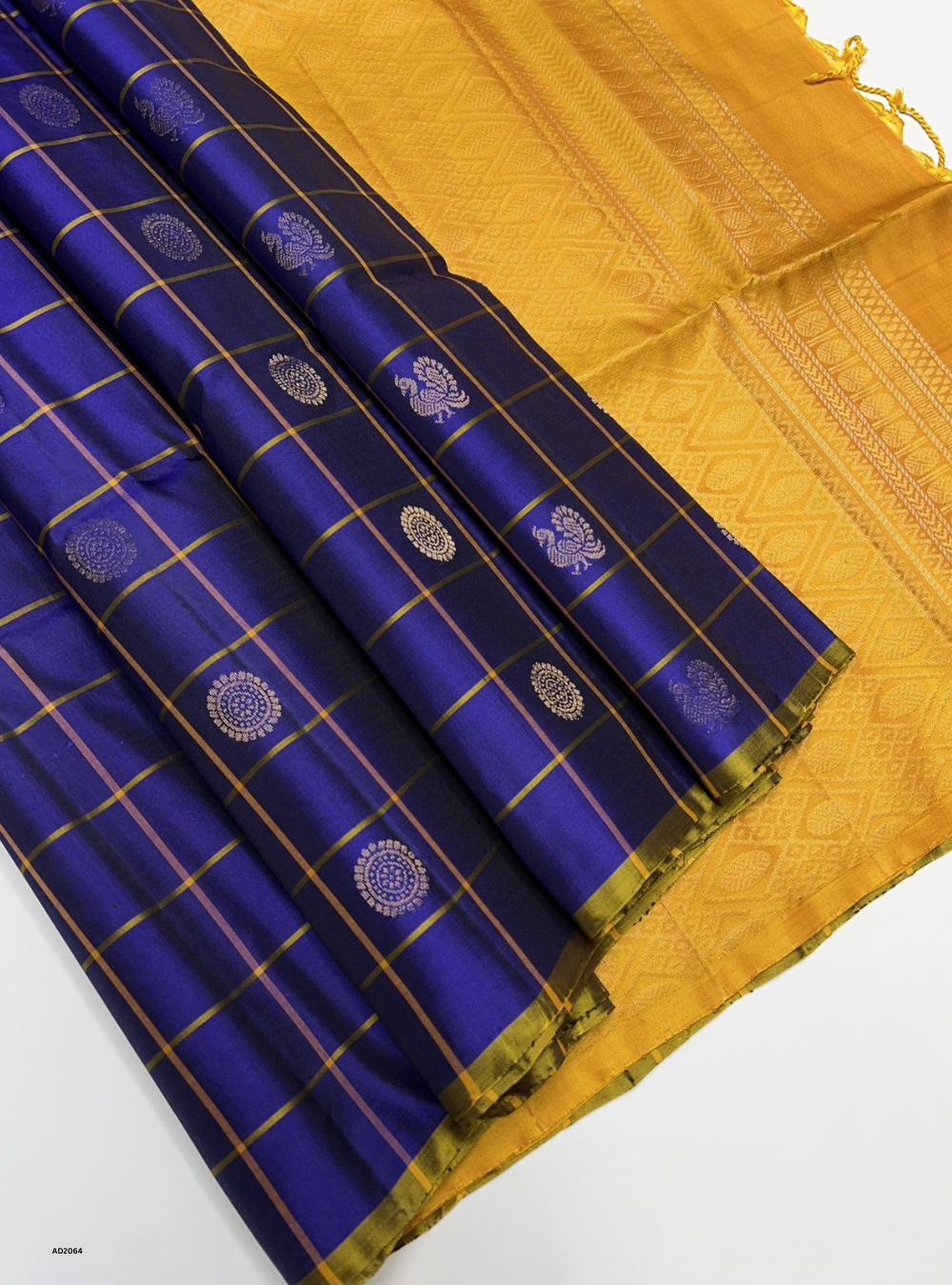 Royal Blue & Yellow - Soft Silk Saree