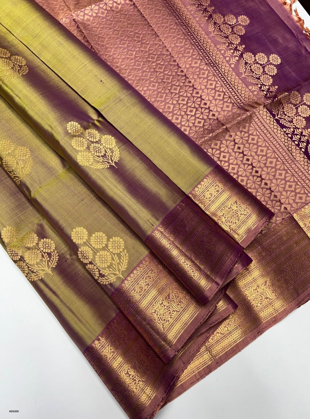 Dual Tone Gold & Dusty Rose -  Soft Silk Saree