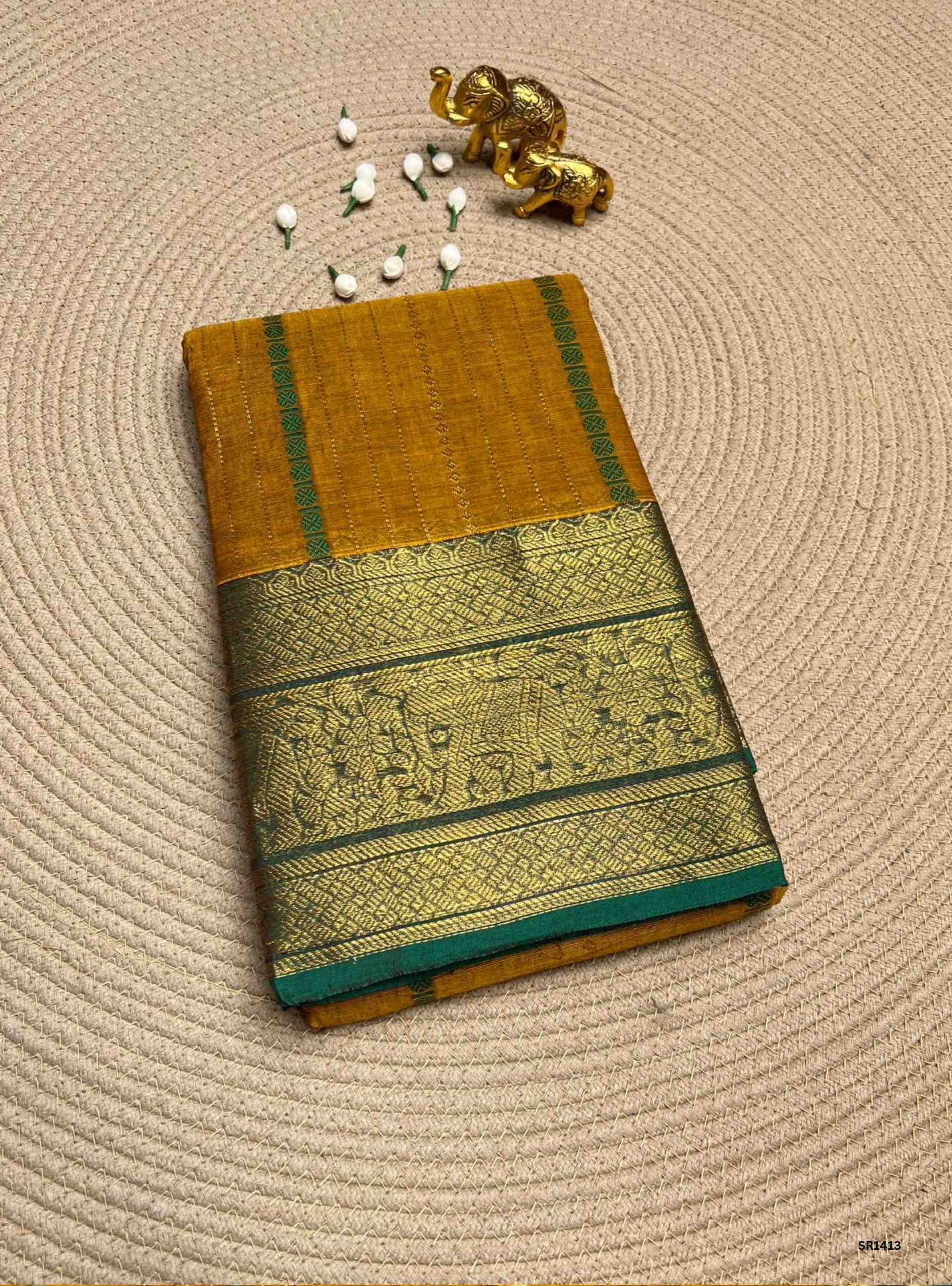 Mustard & Green - Kanchi Cotton Saree