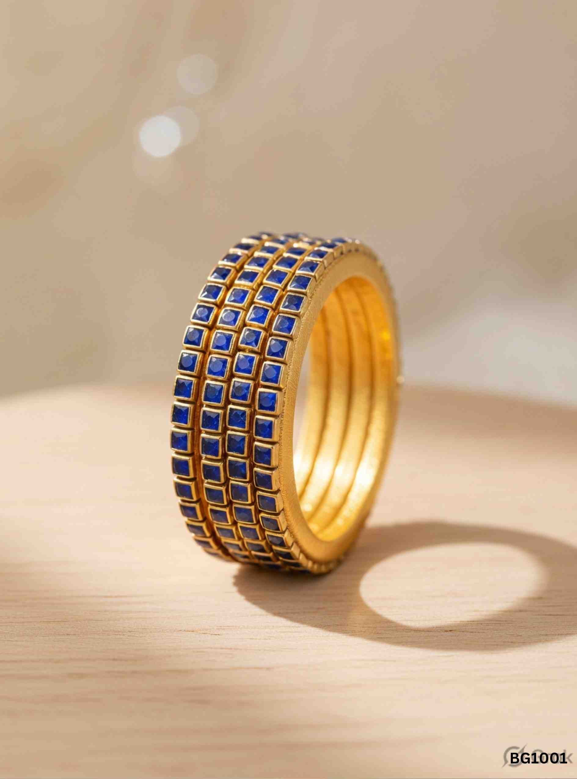 Blue -  Kundan Bangle Set