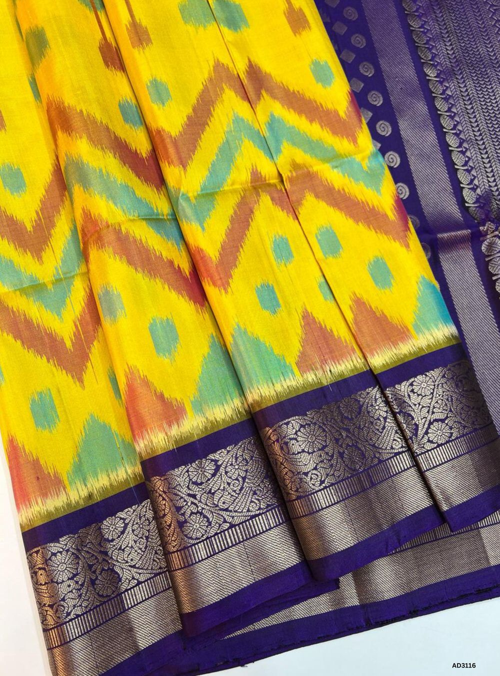 Sunflower Yellow & Purple - Soft Silk Saree