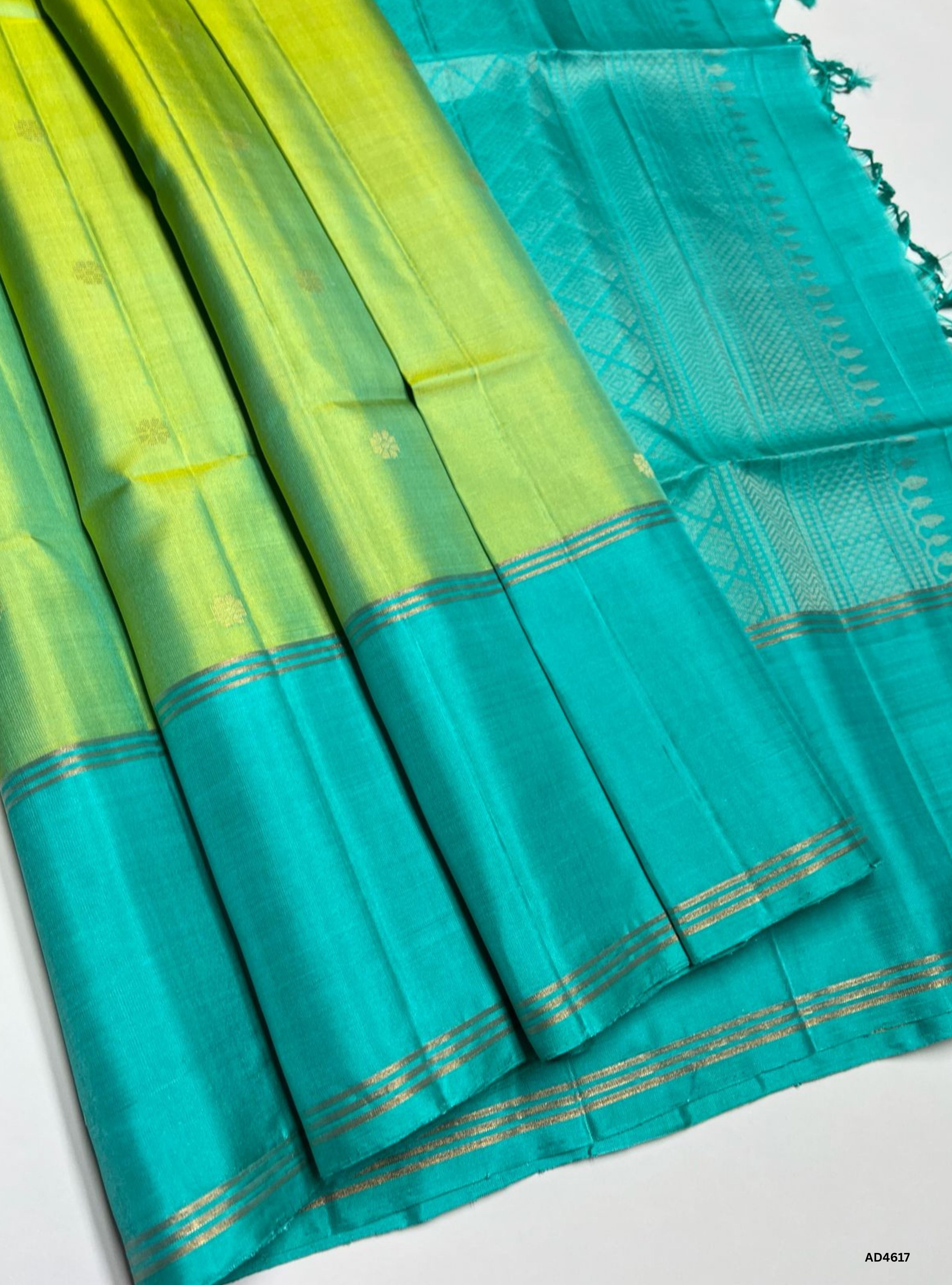 Dual Tone Green & Aqua Green - Soft Silk Saree