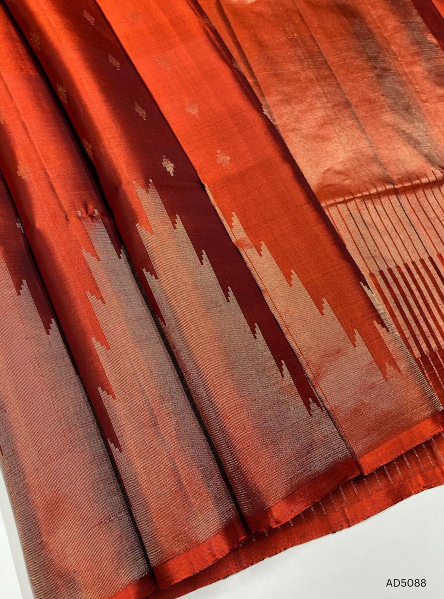 Rust Orange - Fancy Border Soft Silk Saree