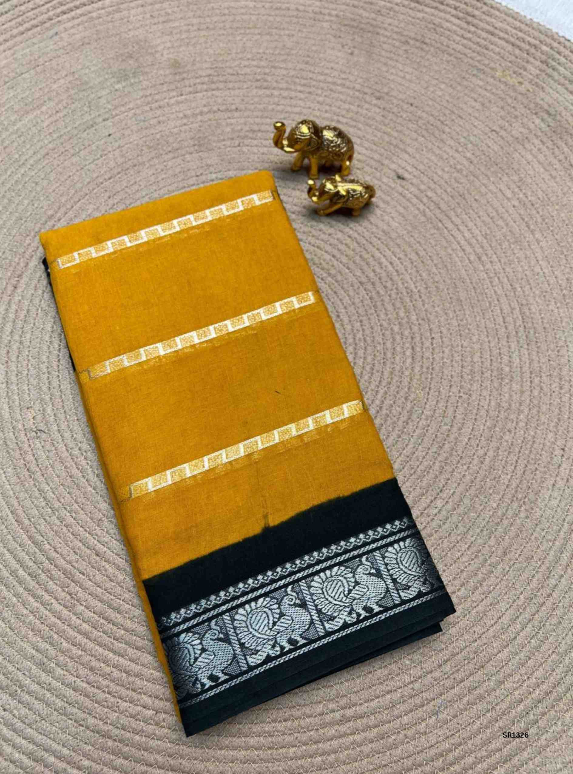 Yellow & Green - Velthaari Chungudi Cotton Saree