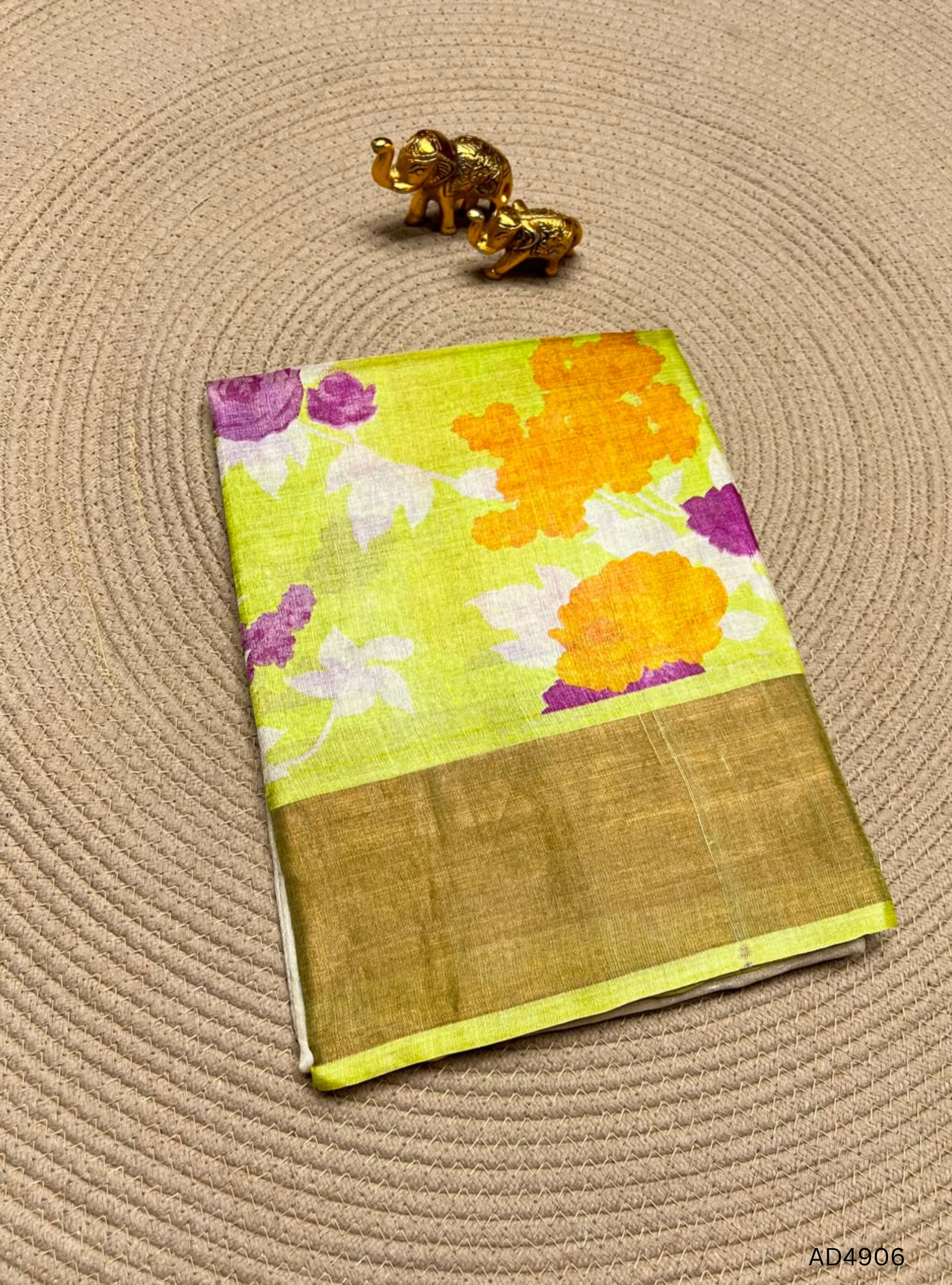Ivory & Pista Green - Pure Desi Tussar Saree