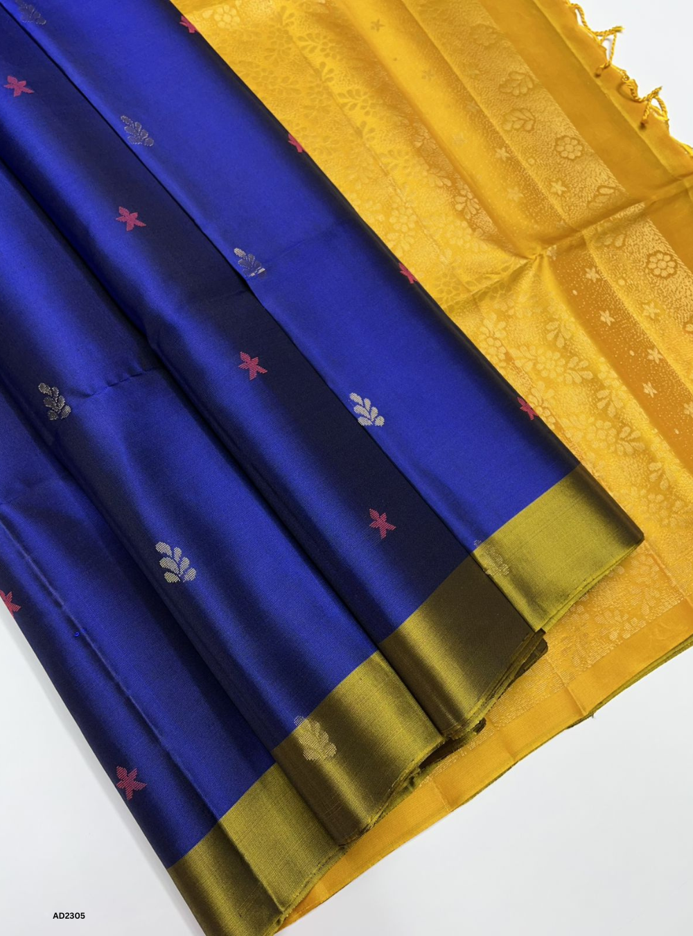 Blue & Yellow - Soft Silk Saree